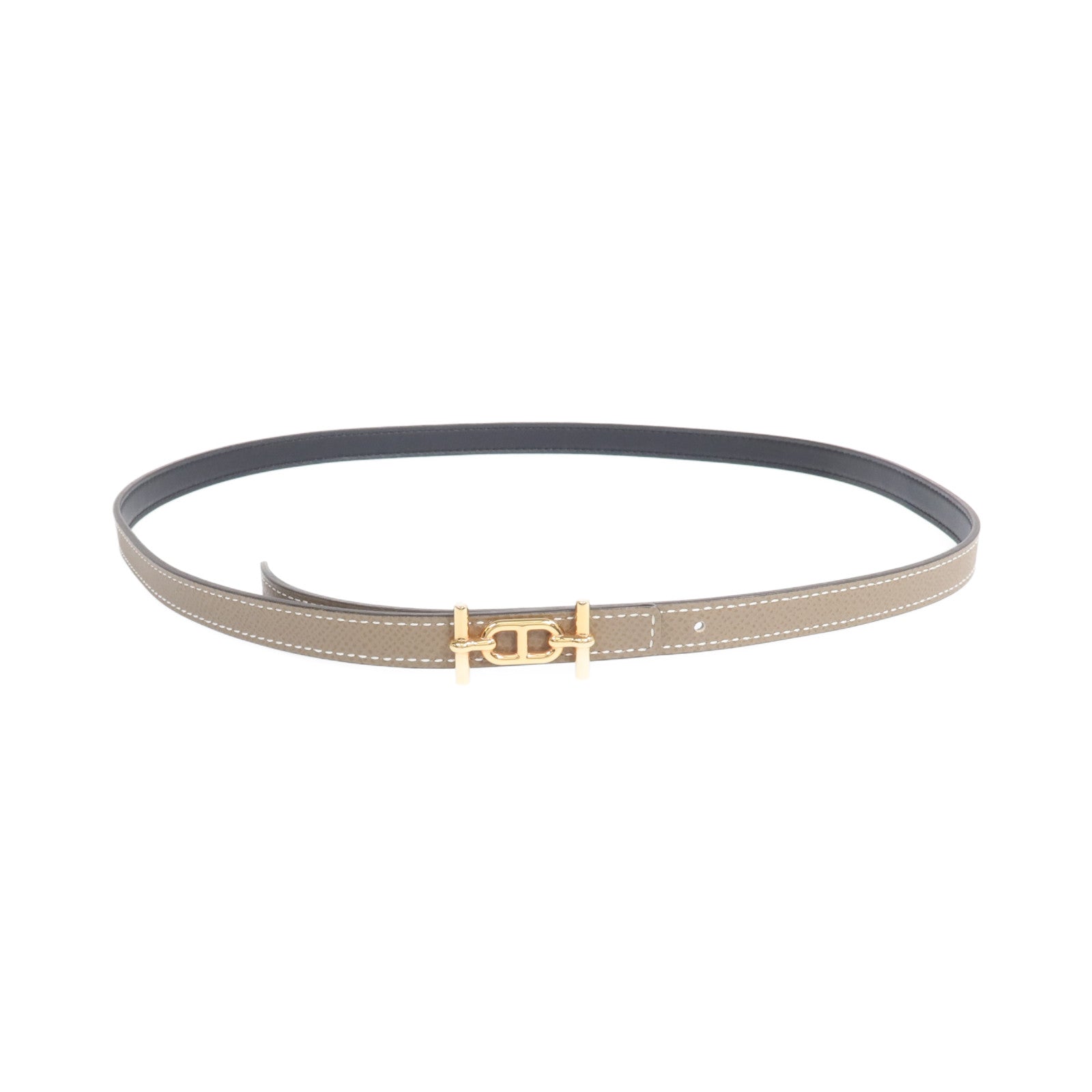 HERMES Epsom皮革Ancre Belt 13mm金扣皮帶Etoupe