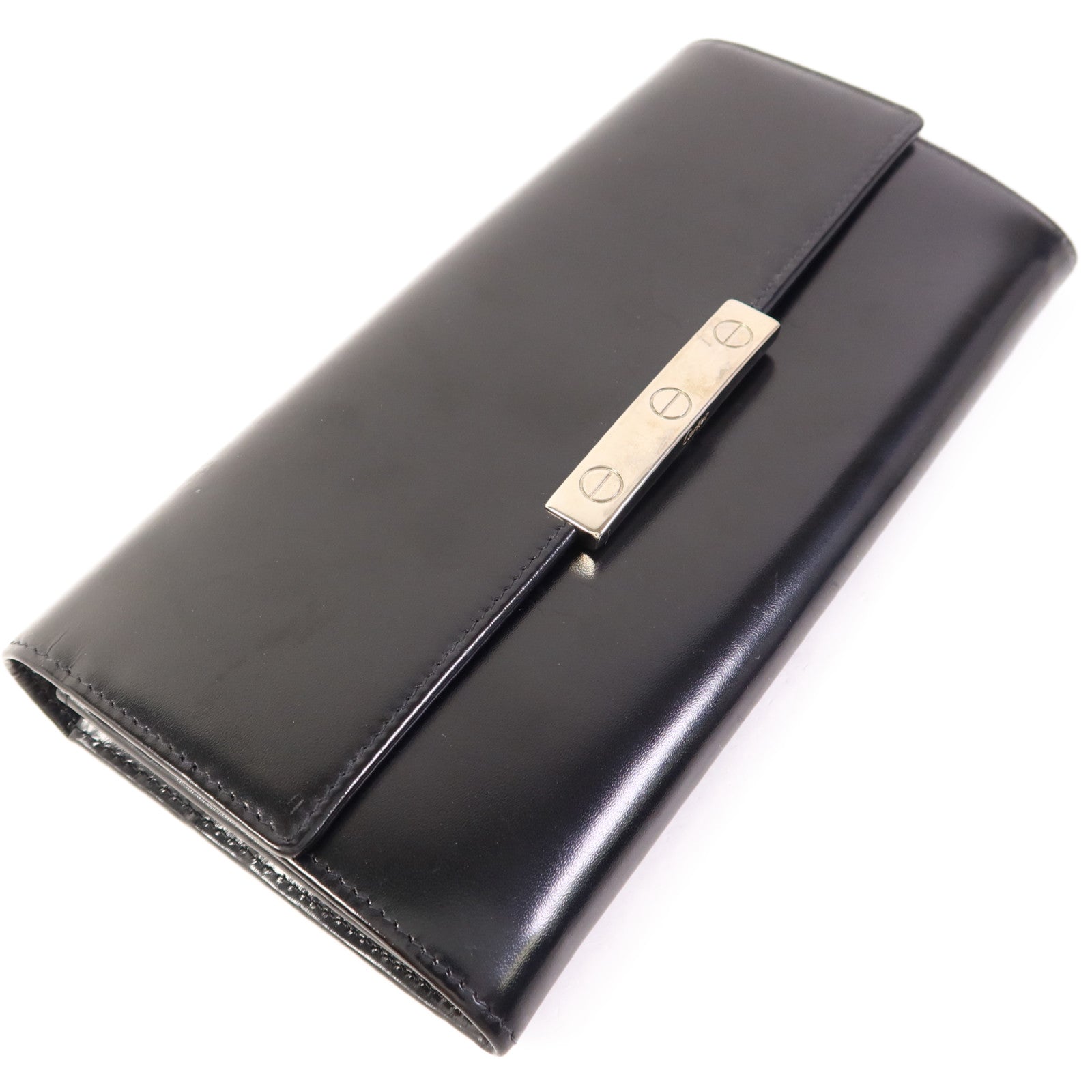 CARTIER 牛皮皮革Long Wallet銀扣長錢包