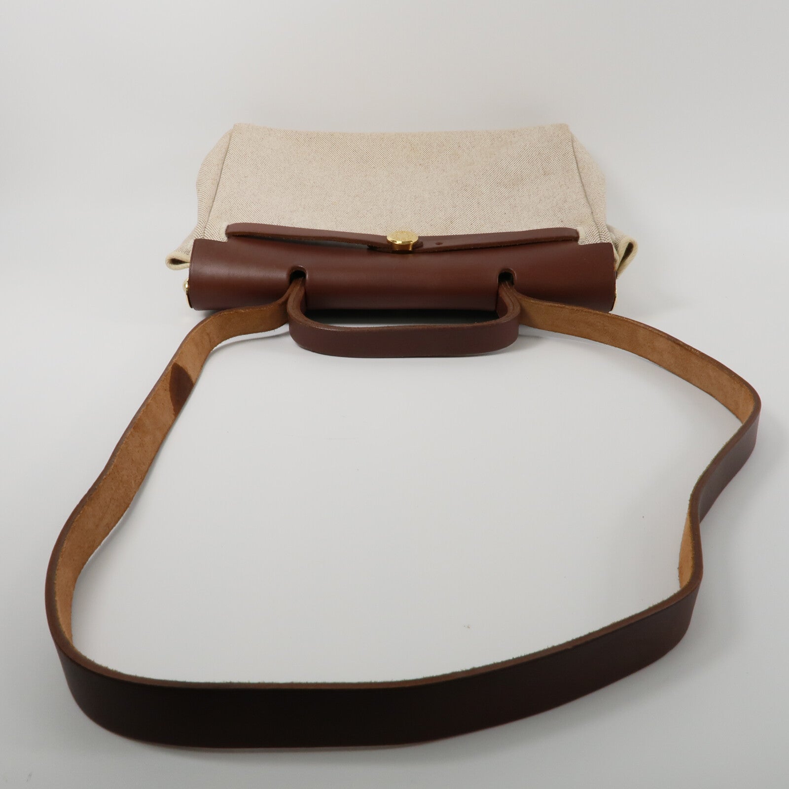 HERMES 帆布Herbag PM手挽肩背兩用袋Chocolat