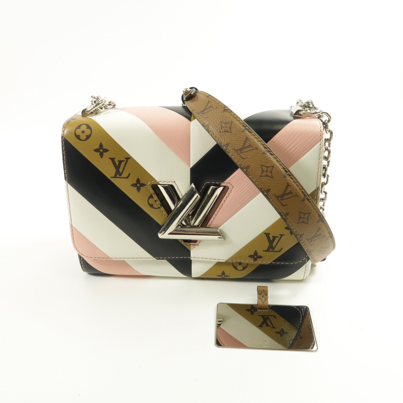 LOUIS VUITTON Monogram/Epi Twist MM金扣鏈帶肩背袋