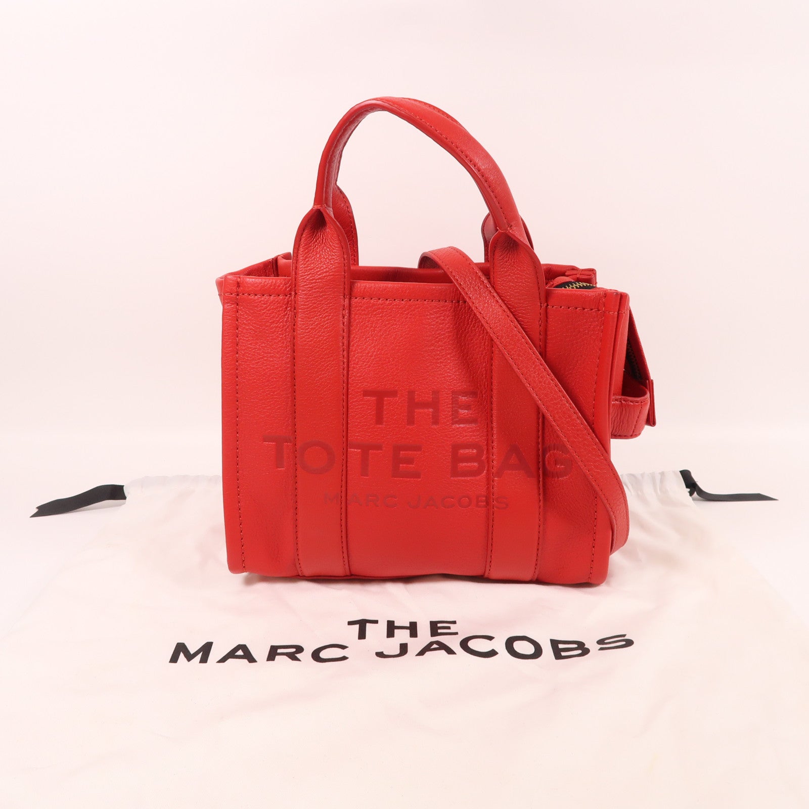 MARC JACOBS 皮革2 Way Shoulder金扣手挽肩背兩用袋紅色