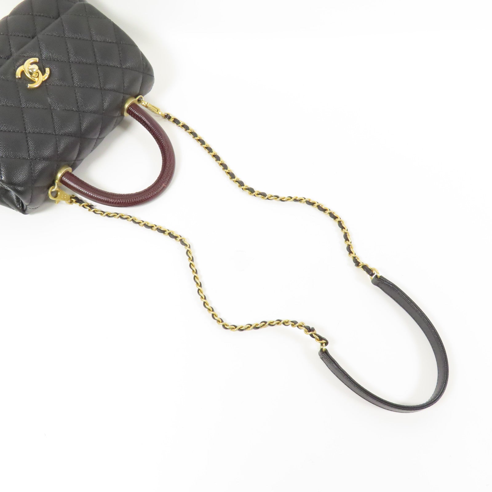 CHANEL 牛皮皮革CoCo Handle Small金扣鏈帶手挽肩背兩用袋