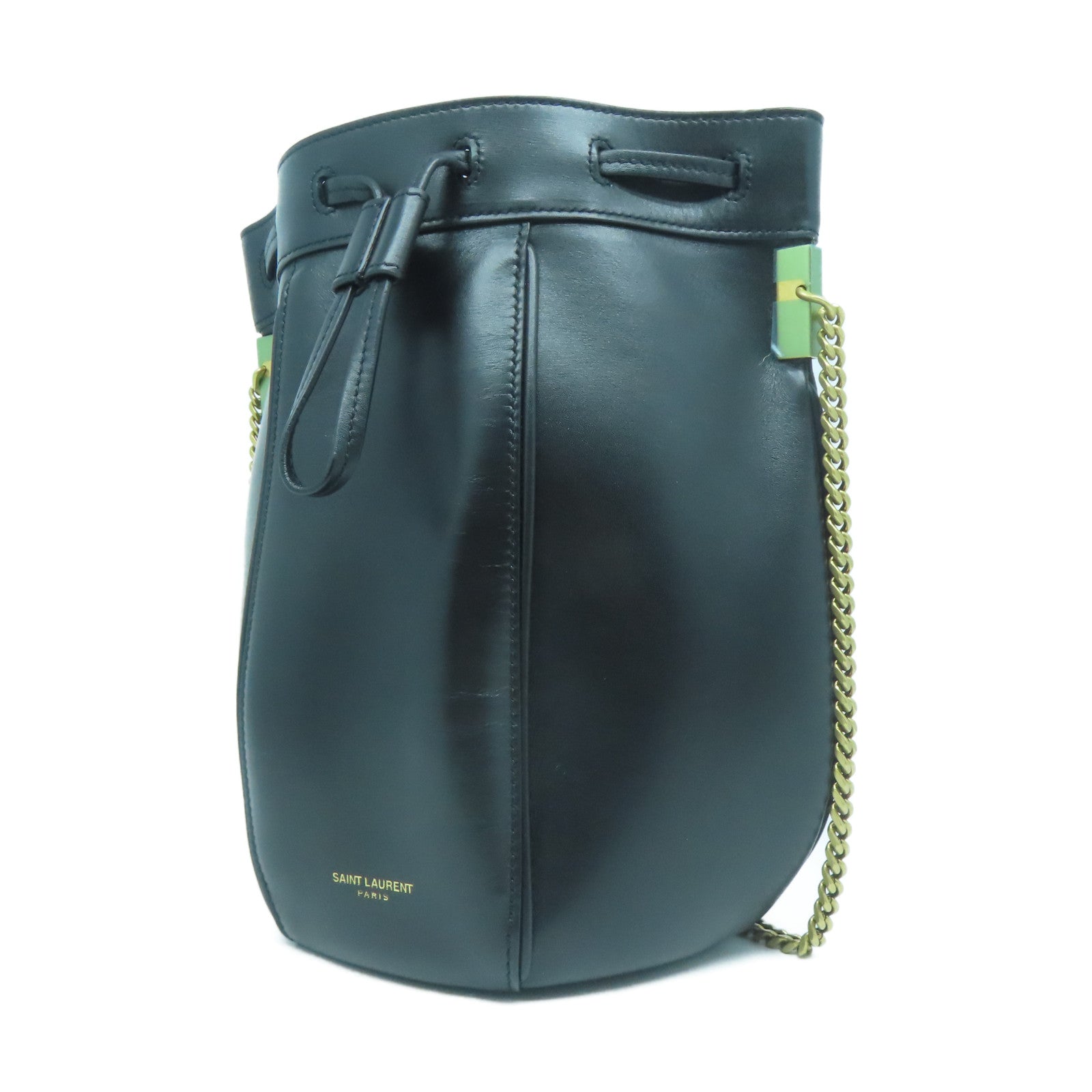 SAINT LAURENT 【激減優惠】牛皮皮革Talitha Bucket Bag金扣鏈帶肩背袋黒色