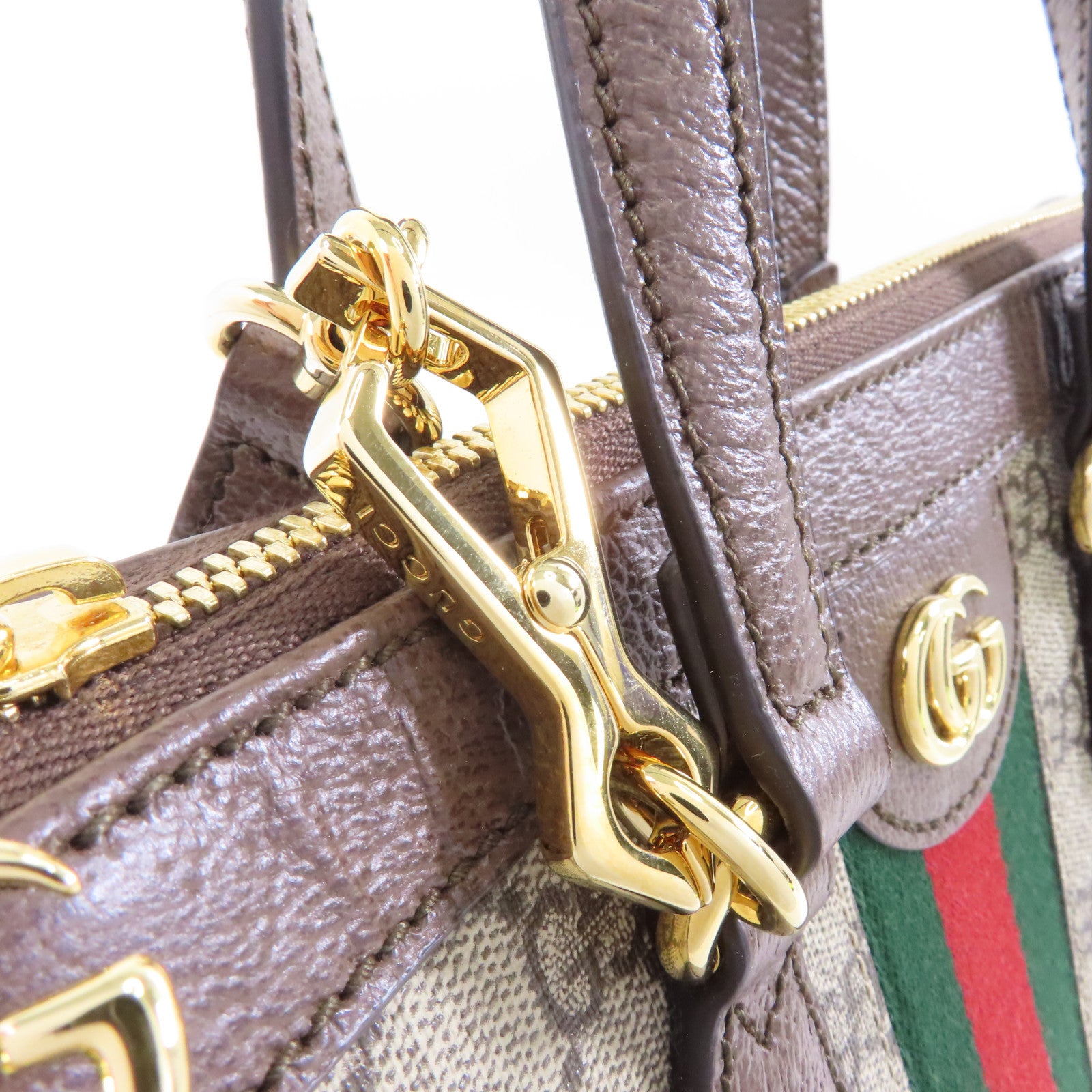 GUCCI 塗層帆布Ophidia GG Small金扣手挽肩背兩用袋棕色
