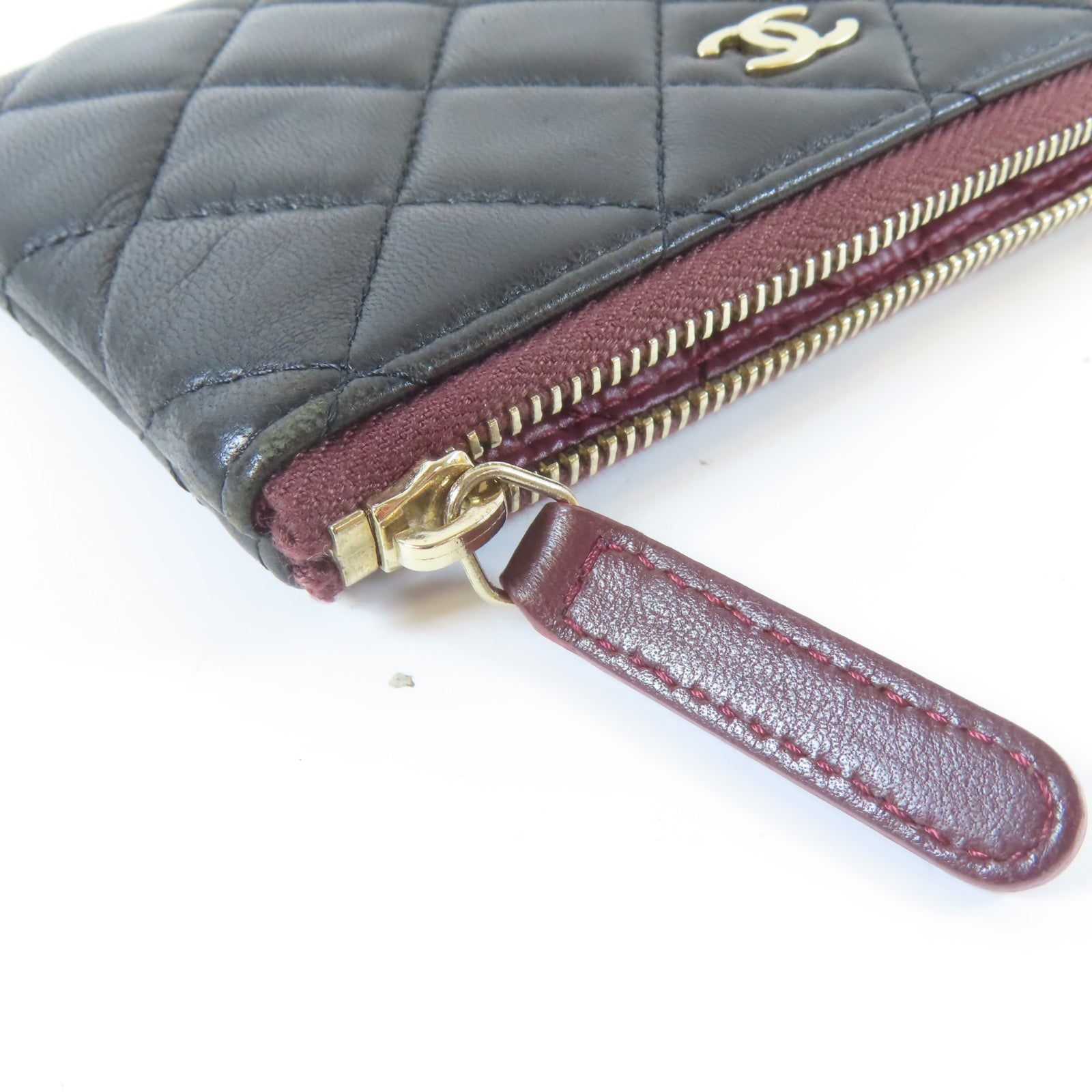 CHANEL 菱格羊皮皮革Mini Pouch銀扣手拿包黑色