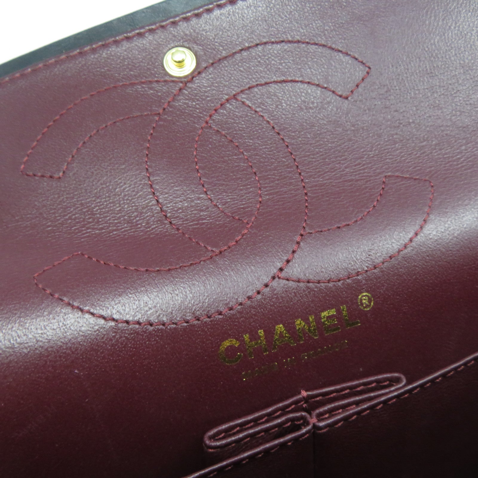 CHANEL 菱格牛皮皮革2.55金扣鏈帶肩背袋黑色