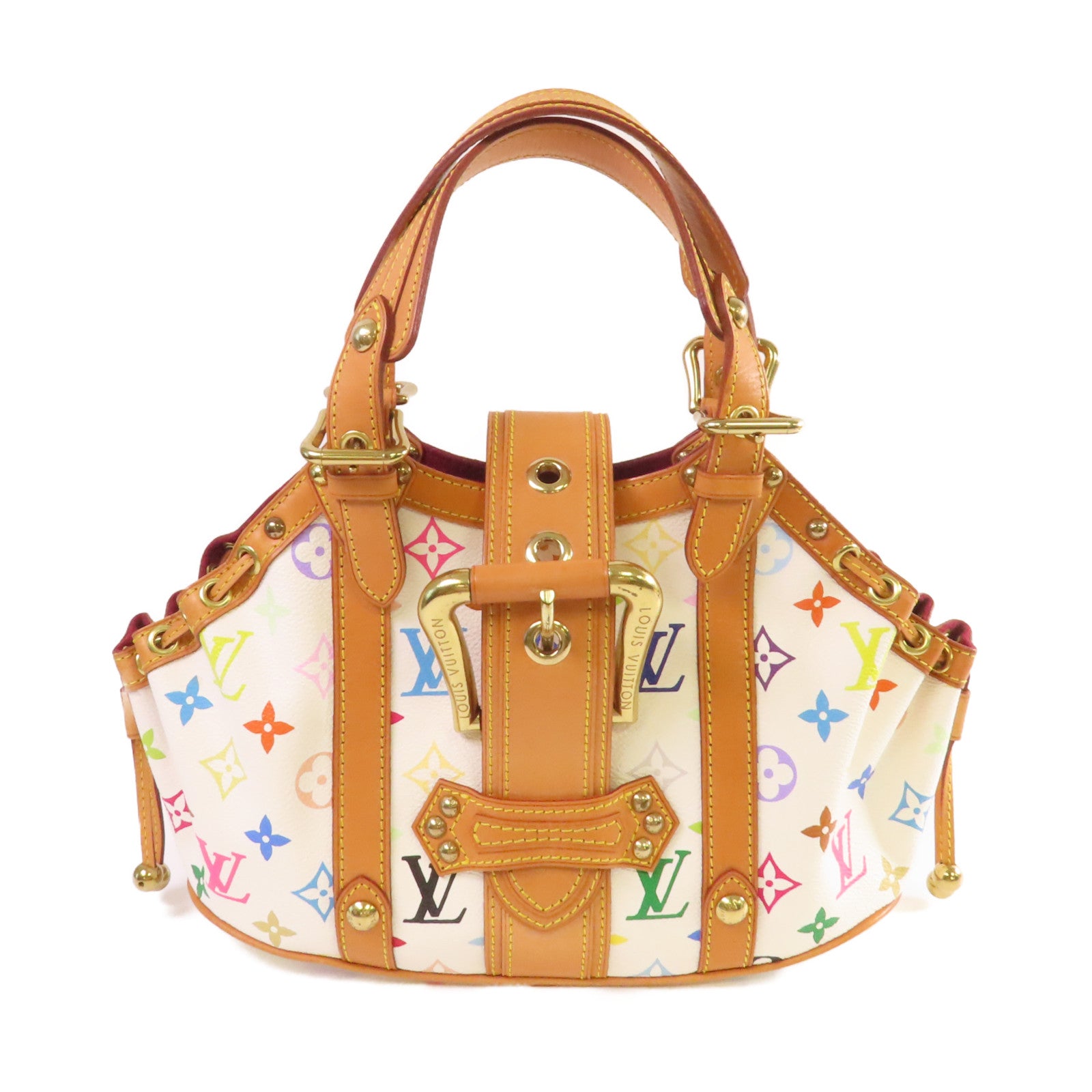 LOUIS VUITTON Monogram Multicolor Theda PM金扣手挽袋白色/彩色