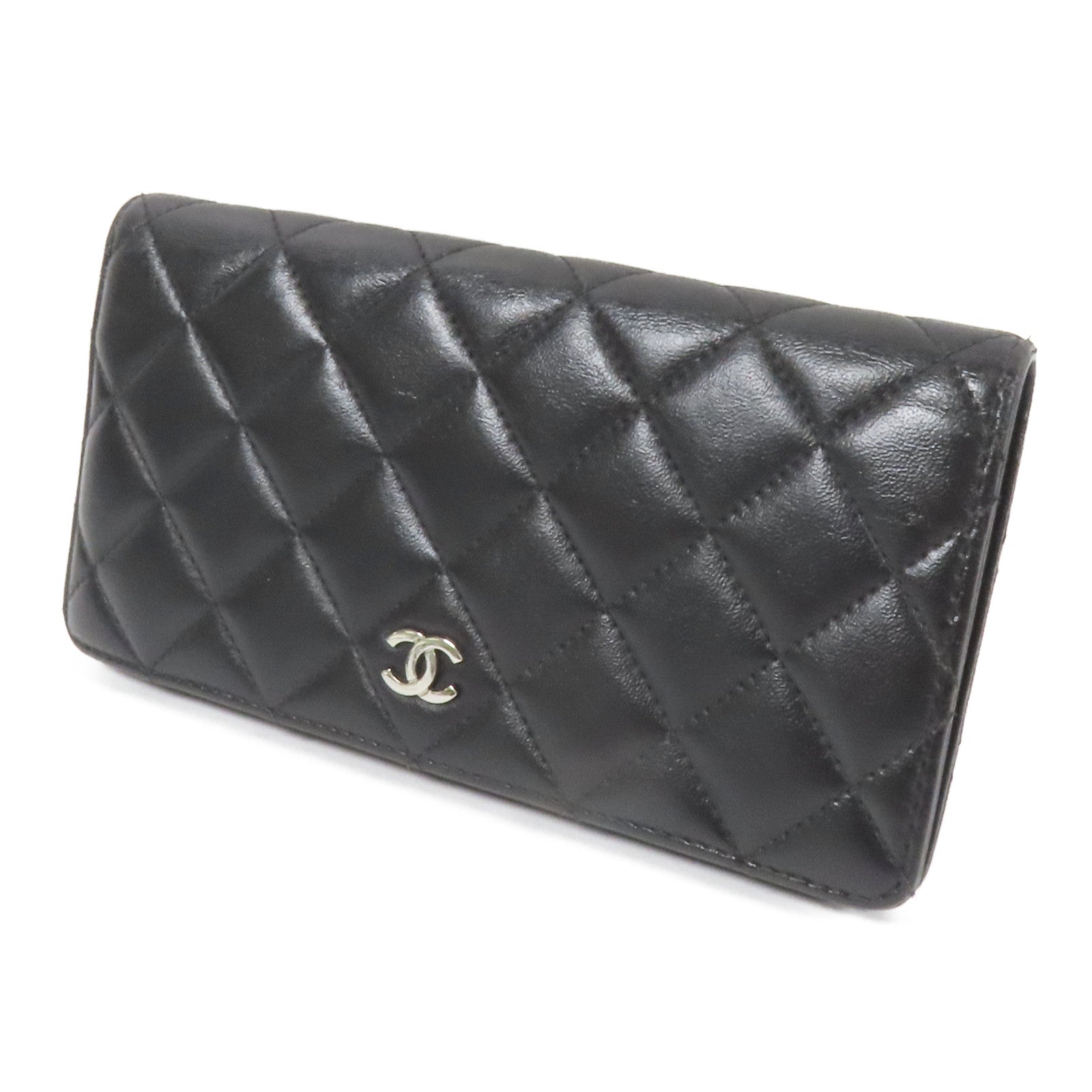CHANEL 羊皮皮革Long Wallet銀扣長錢包