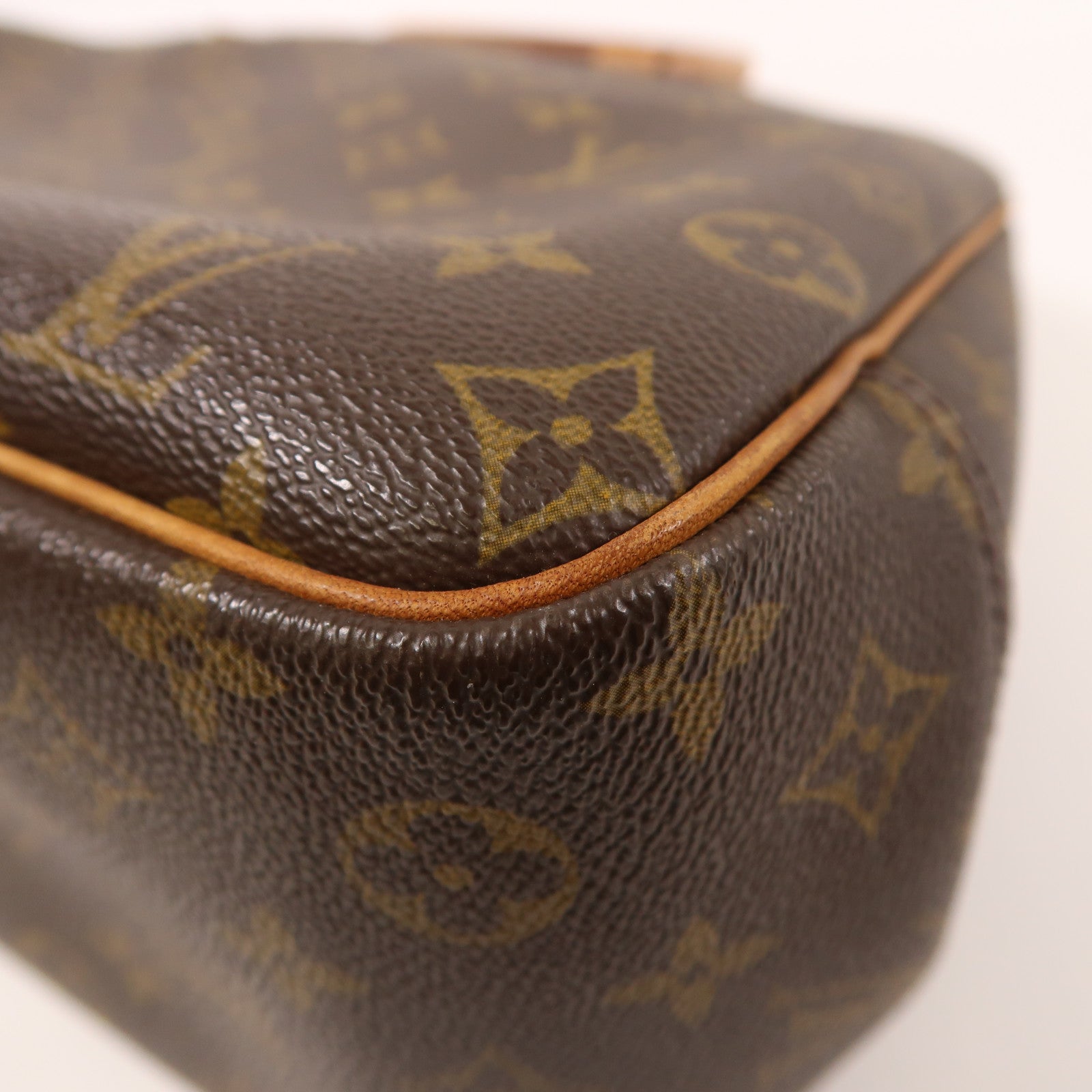 LOUIS VUITTON Monogram Deauville金扣手挽袋棕色