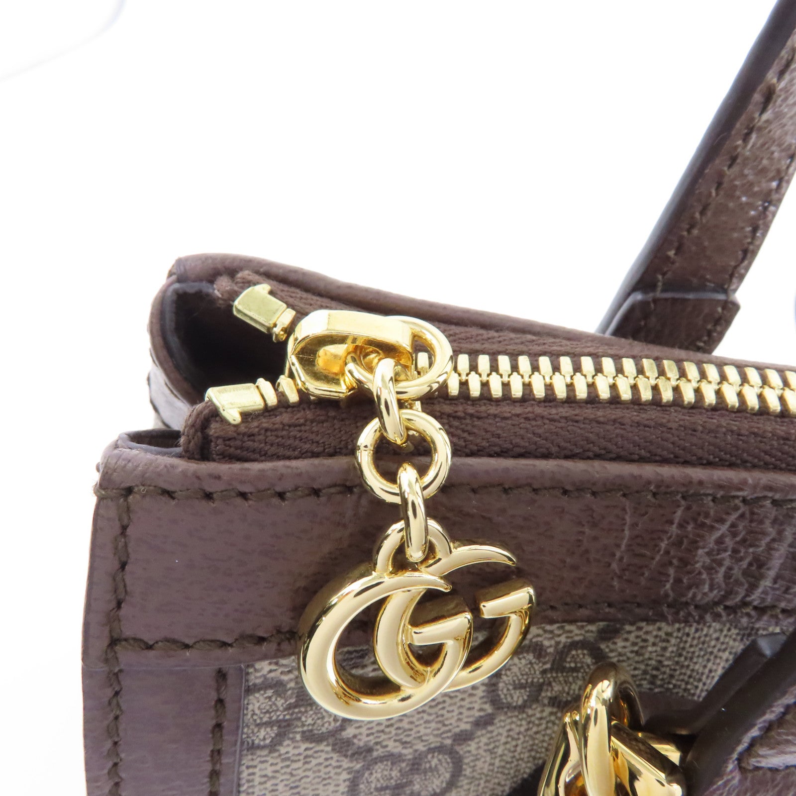 GUCCI 塗層帆布Ophidia GG Small金扣手挽肩背兩用袋棕色