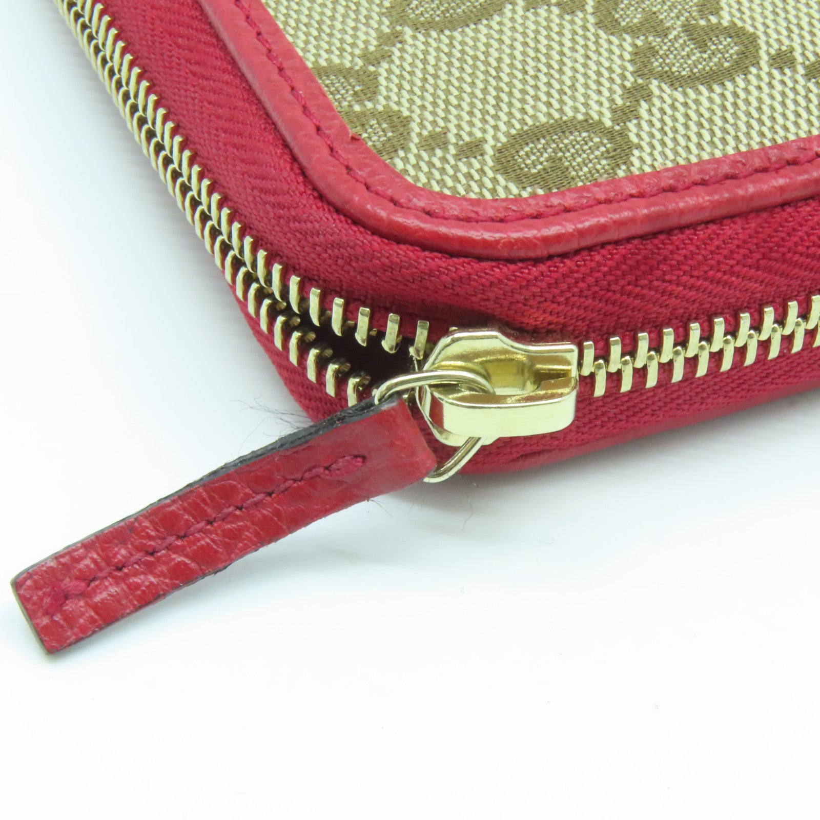 GUCCI 【激減優惠】帆布Wallet金扣長錢包啡色/紅色