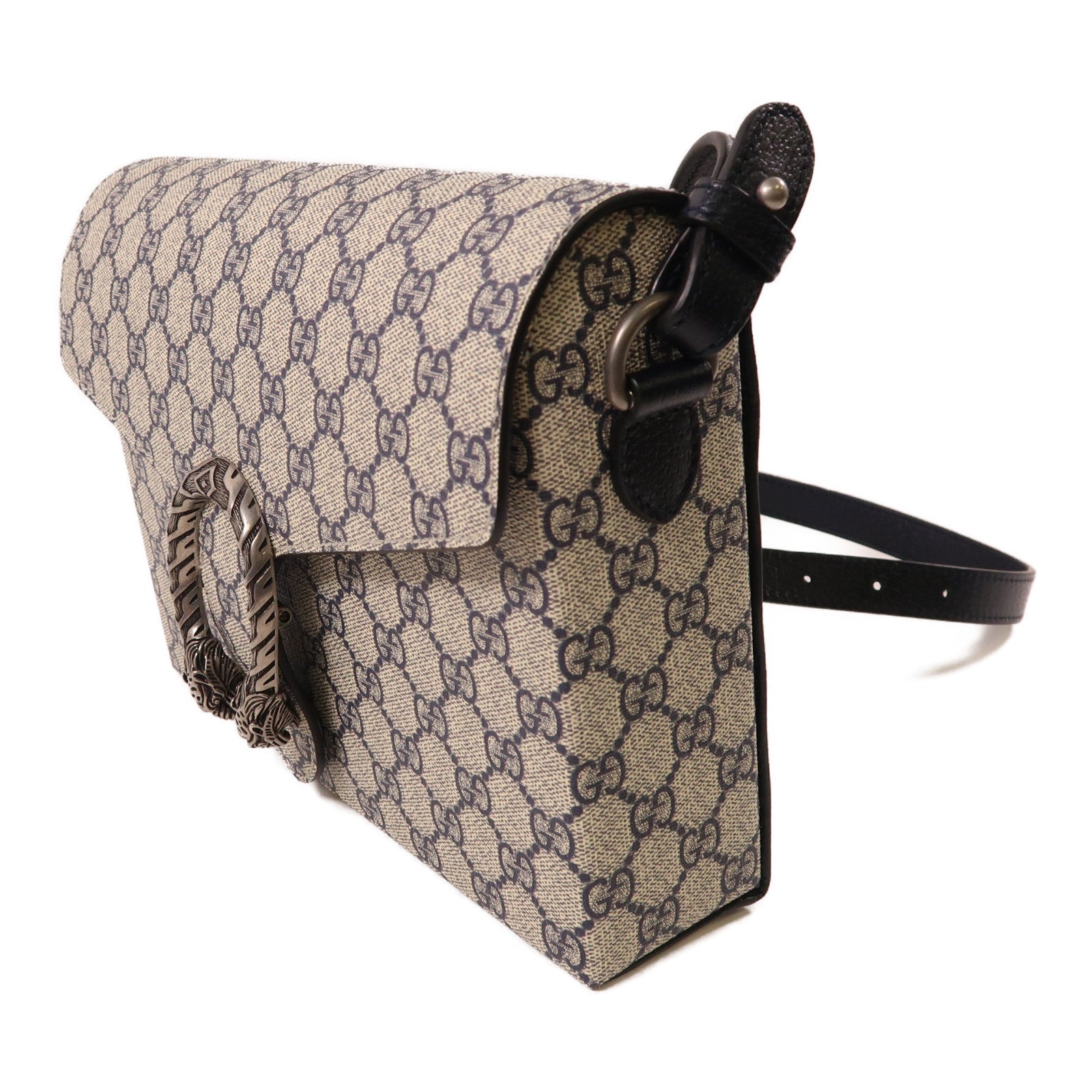 GUCCI 【激減優惠】塗層帆布/皮革Dionysus銀扣肩背袋