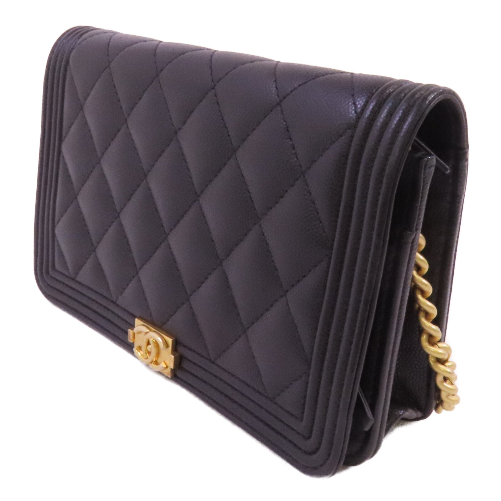 CHANEL 牛皮皮革Boy WOC Wallet On Chain金扣鏈帶肩背袋