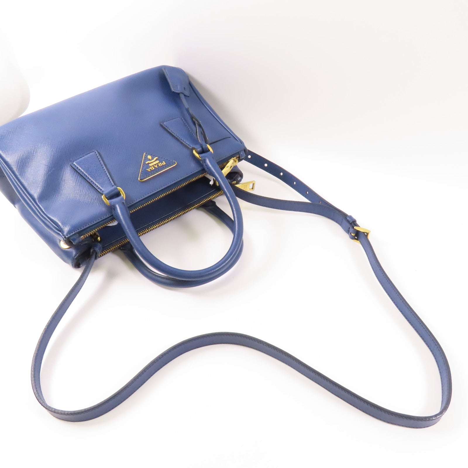 PRADA Saffiano皮革2 Way Shoulder金扣手挽肩背兩用袋