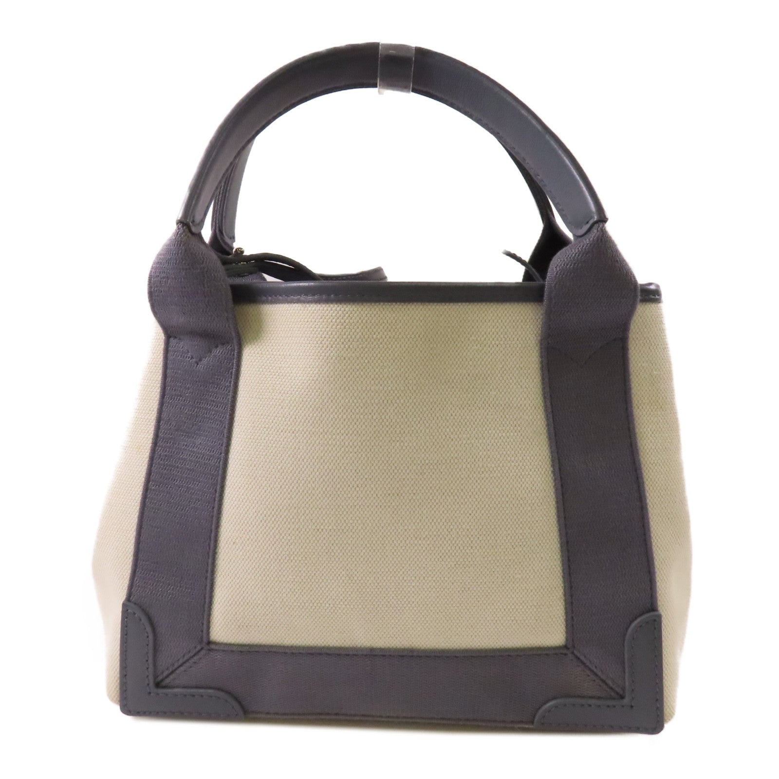 BALENCIAGA 帆布/皮革Cabas XS銀扣手挽肩背兩用袋