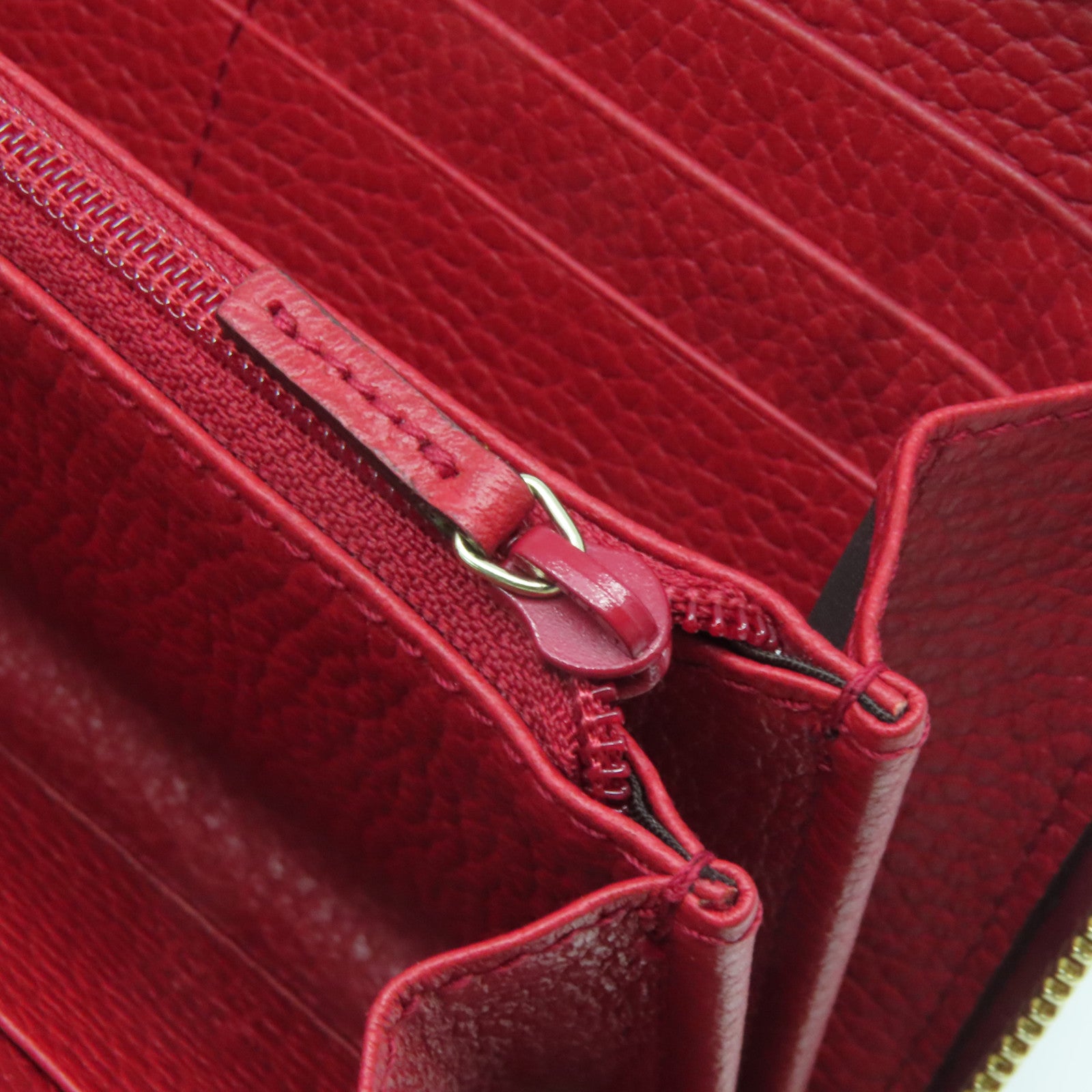 GUCCI 【激減優惠】帆布Wallet金扣長錢包啡色/紅色