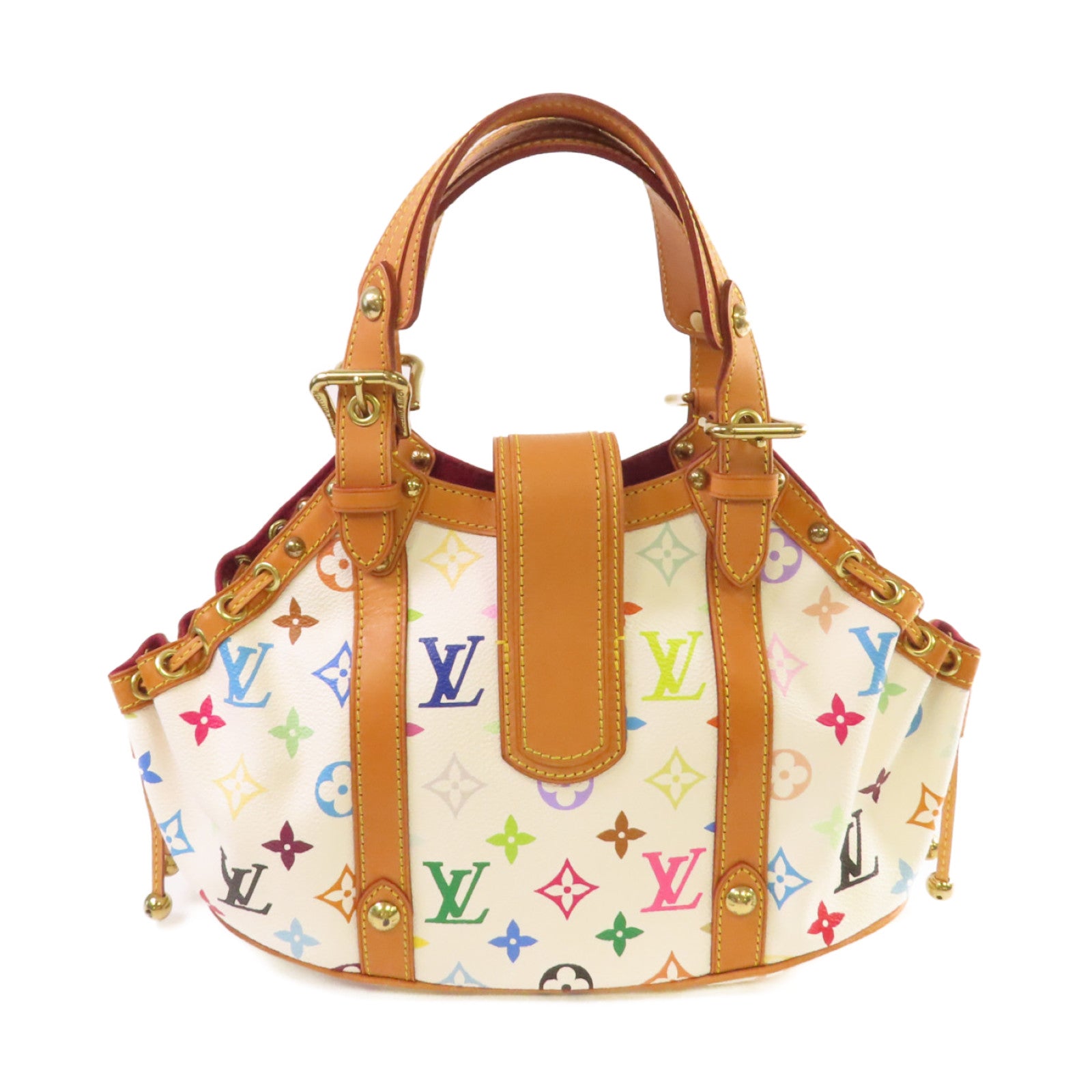 LOUIS VUITTON Monogram Multicolor Theda PM金扣手挽袋白色/彩色