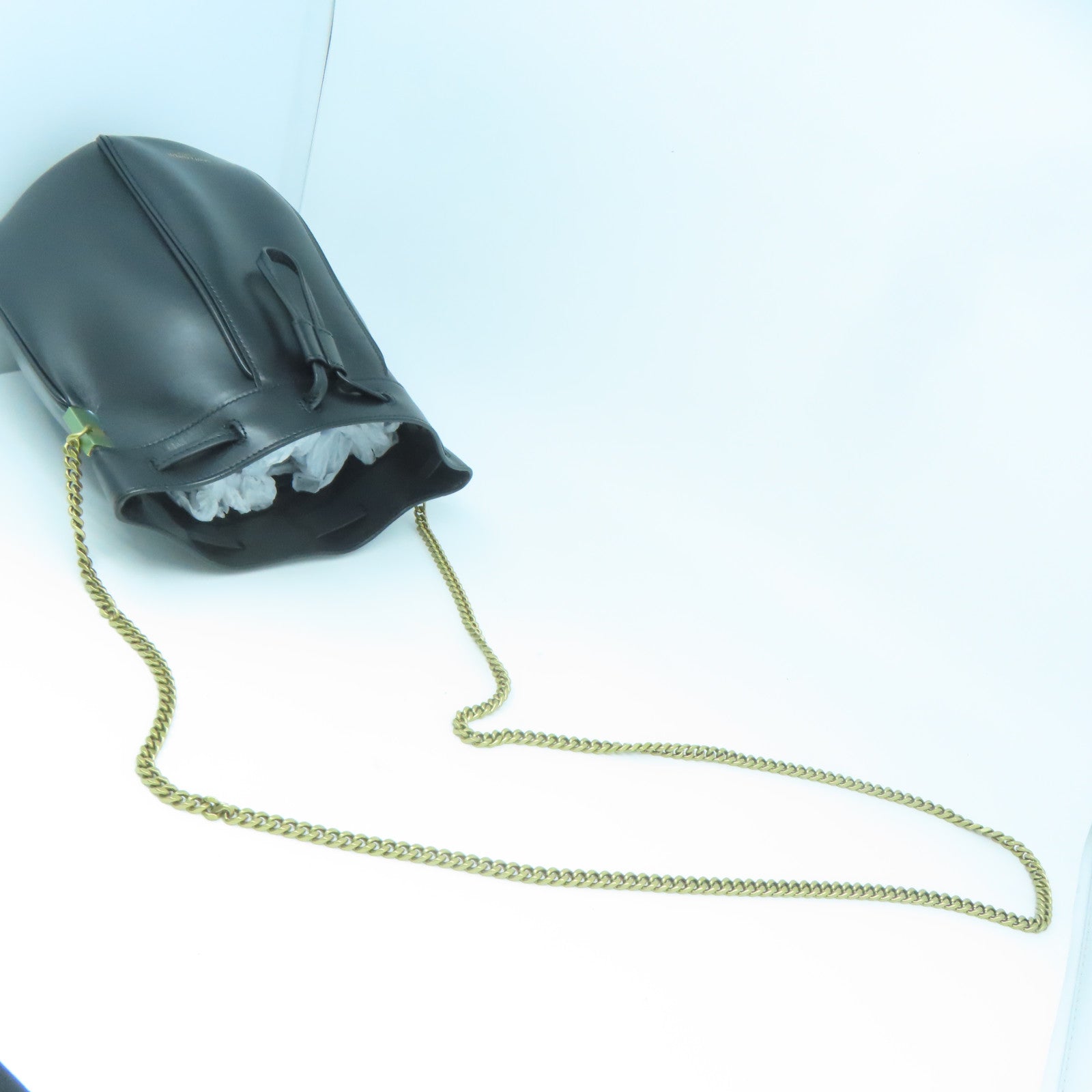 SAINT LAURENT 【激減優惠】牛皮皮革Talitha Bucket Bag金扣鏈帶肩背袋黒色