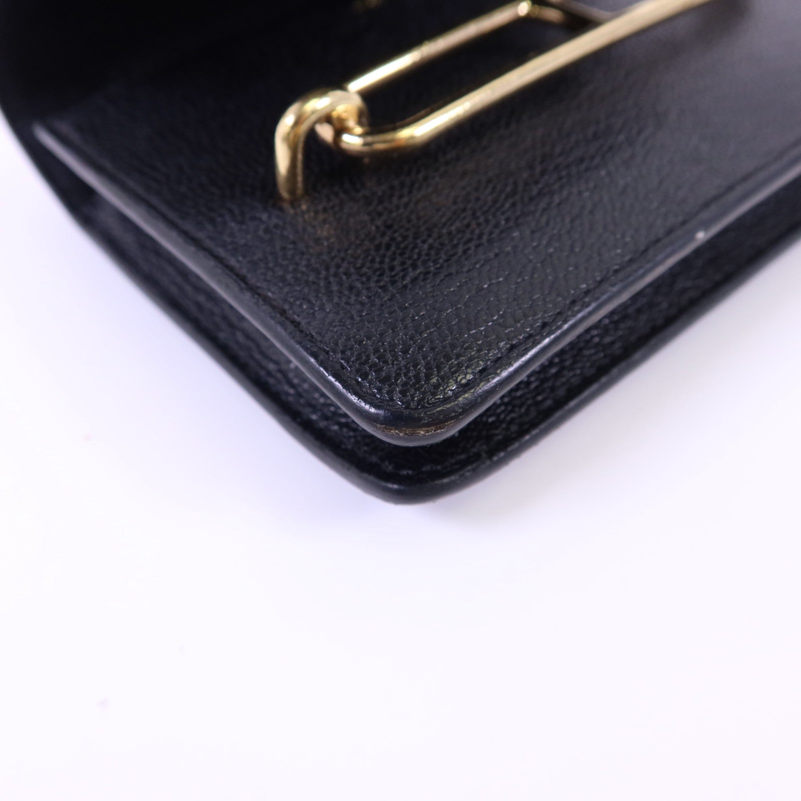 HERMES Chevre Mysore皮革Roulis Slim金扣錢包Noir