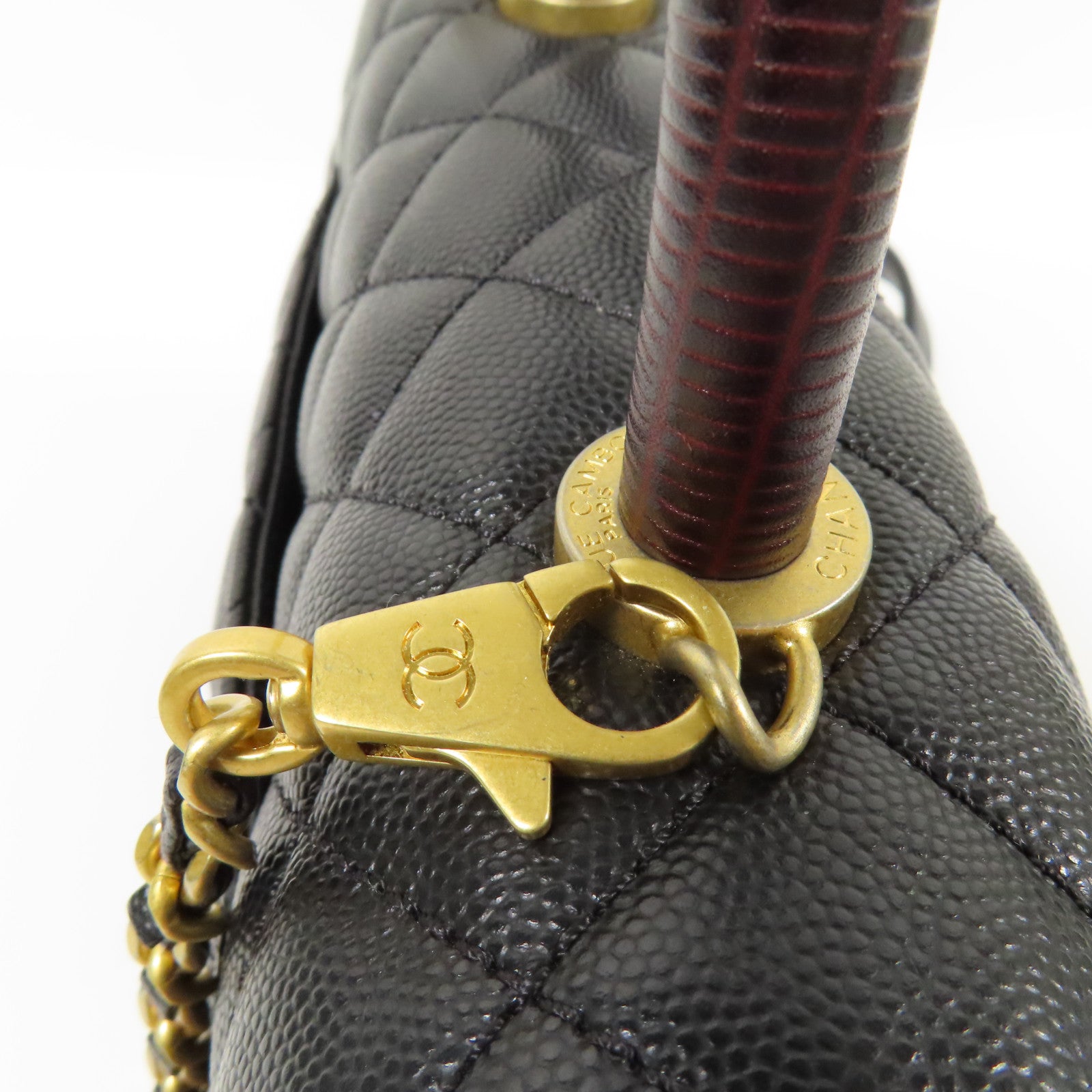 CHANEL 牛皮皮革CoCo Handle Small金扣鏈帶手挽肩背兩用袋
