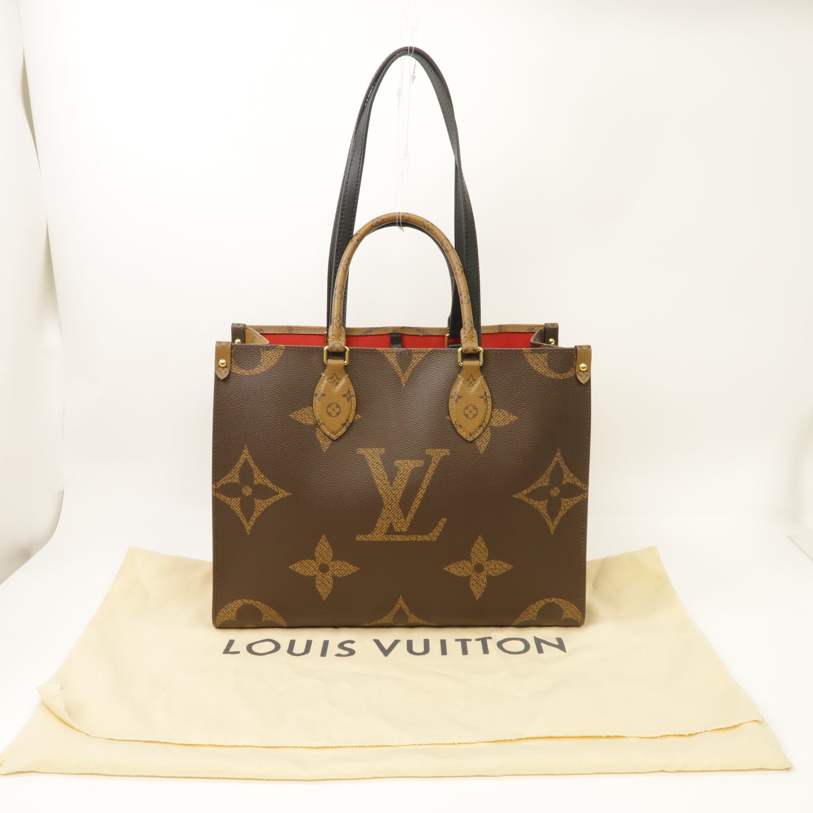 LOUIS VUITTON 【激減優惠】Monogram/Monogram Reverse On The Go MM金扣手挽肩背兩用袋啡色
