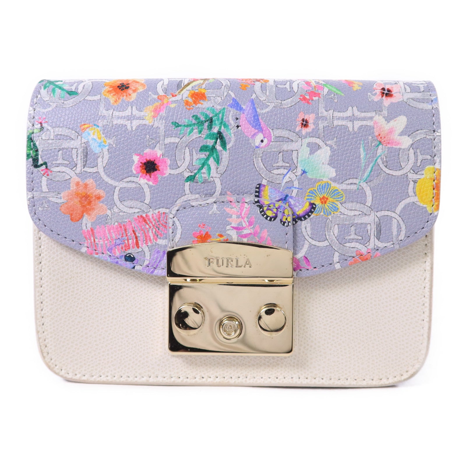 Furla 牛皮皮革Metropolis Mini Crossbody金扣手挽肩背兩用袋