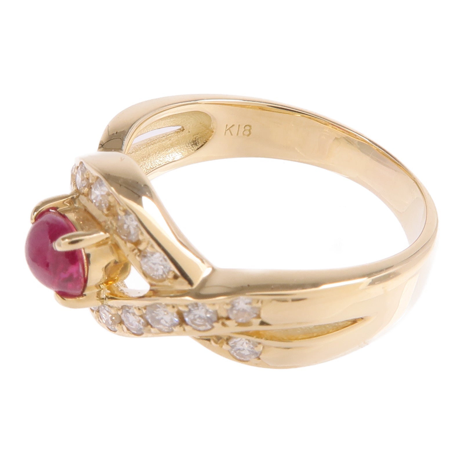 JEWELRY 18K黃金Ruby Diamond Ring紅寶石/鑽石戒指US#6.25