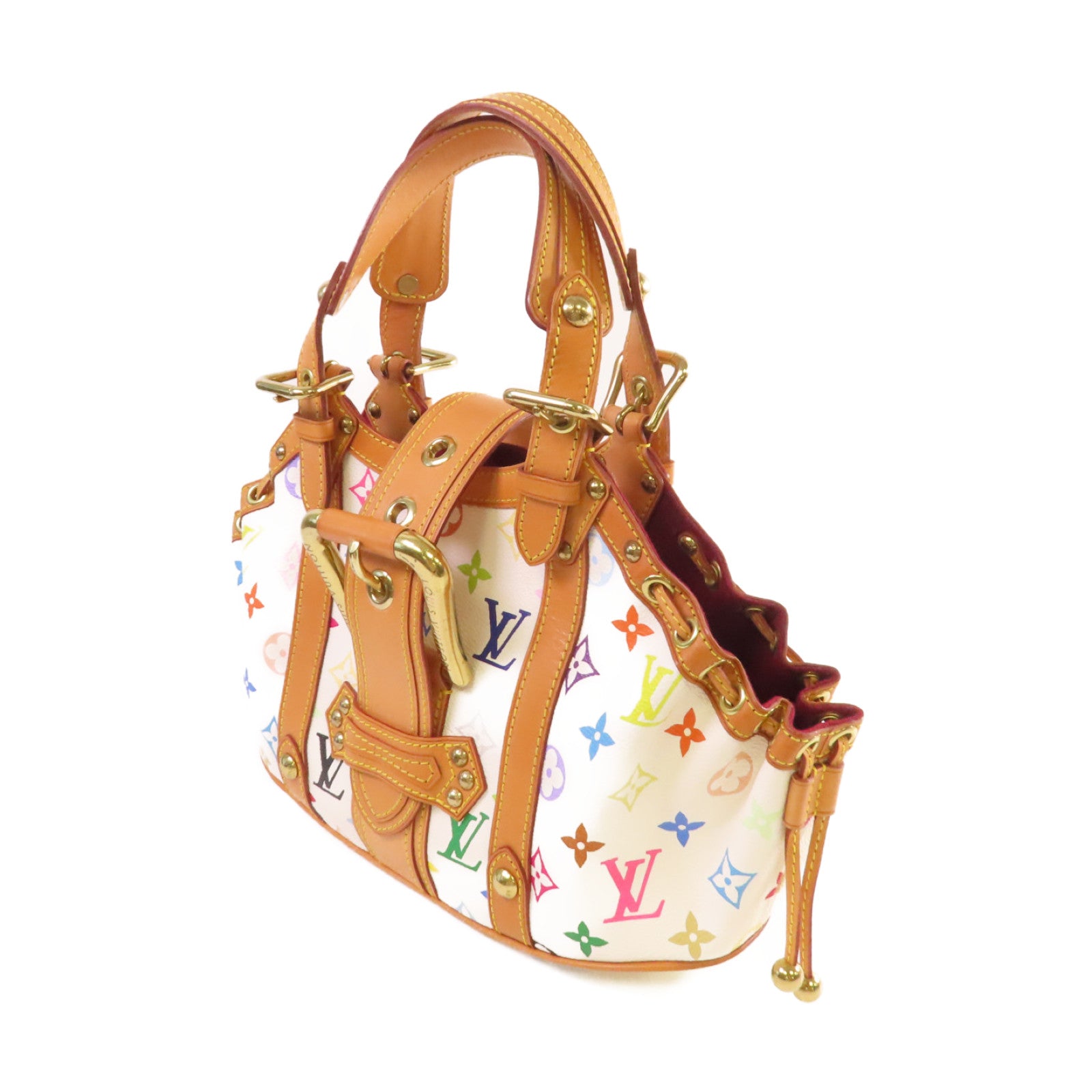 LOUIS VUITTON Monogram Multicolor Theda PM金扣手挽袋白色/彩色