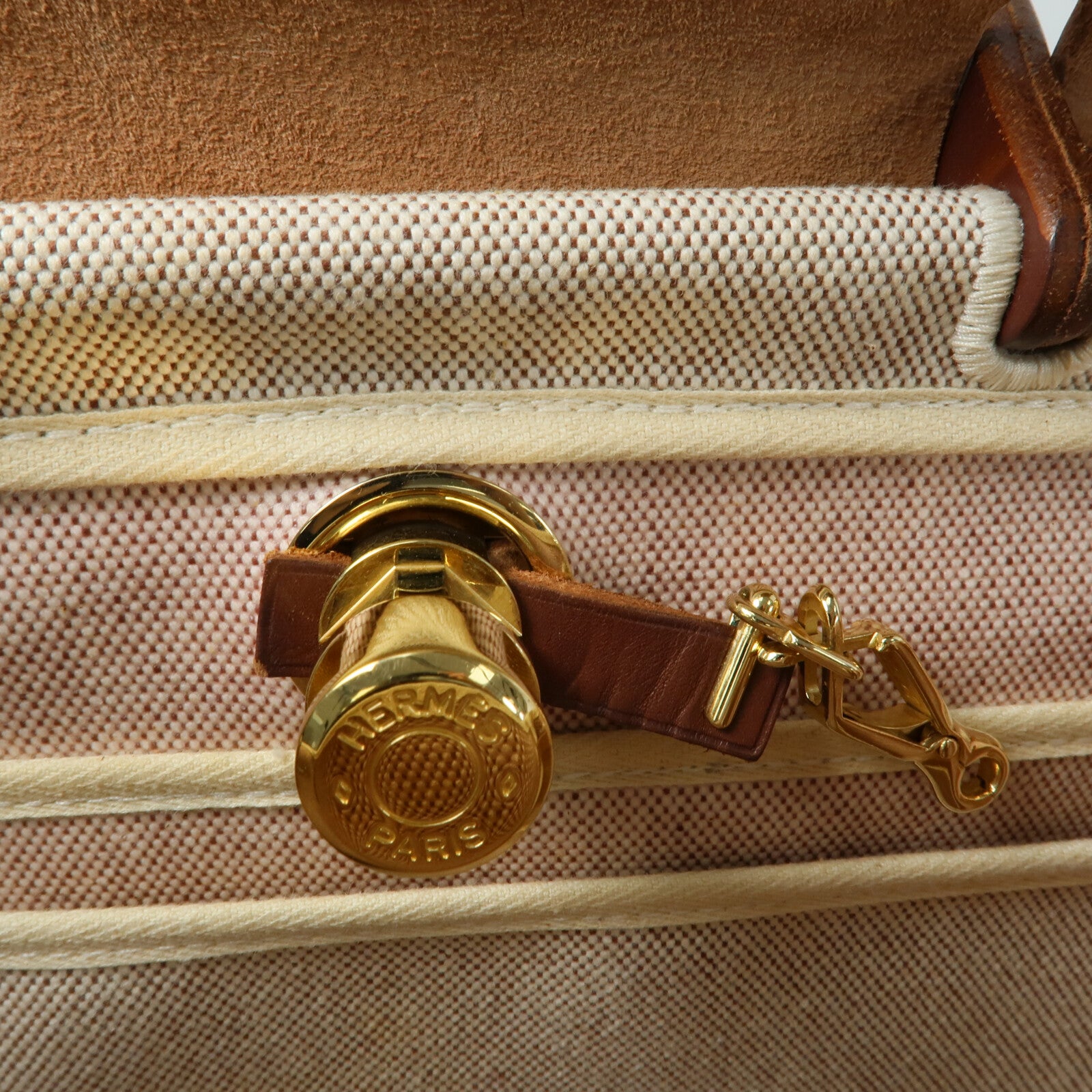 HERMES 帆布Herbag PM手挽肩背兩用袋Chocolat