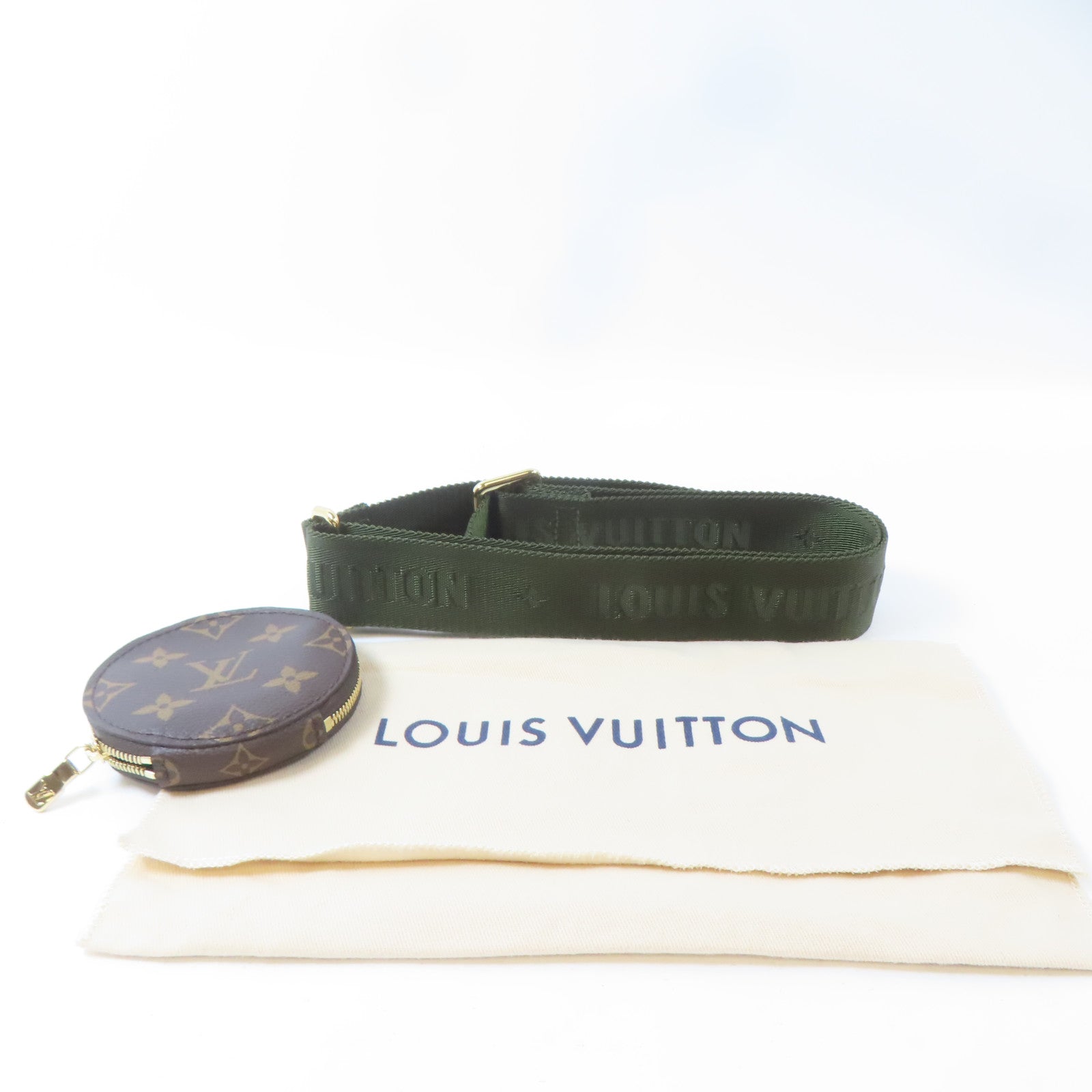 LOUIS VUITTON 帆布Shoulder Strap金扣掛飾綠色/啡色