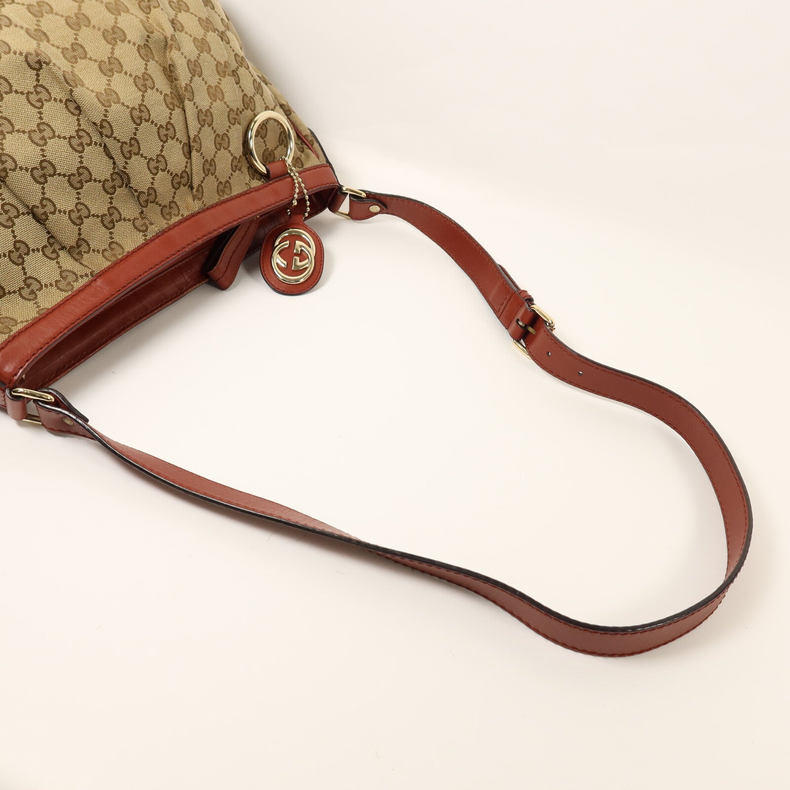 GUCCI 帆布Shoulder Bag金扣肩背袋