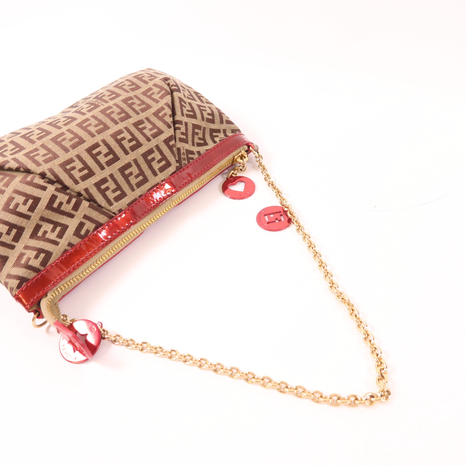 FENDI 帆布Zucchino Chain Pouch鏈帶手拿包