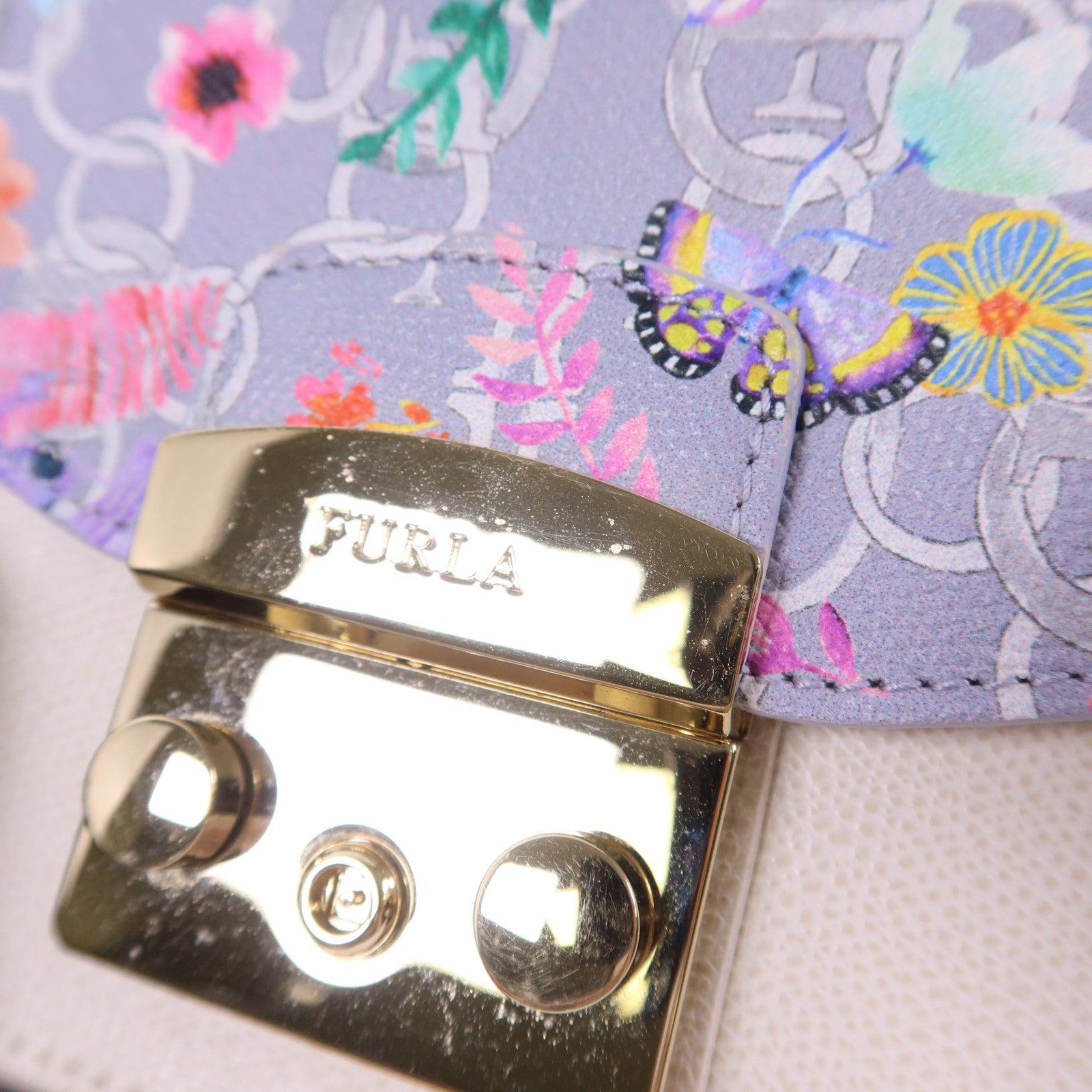 Furla 牛皮皮革Metropolis Mini Crossbody金扣手挽肩背兩用袋