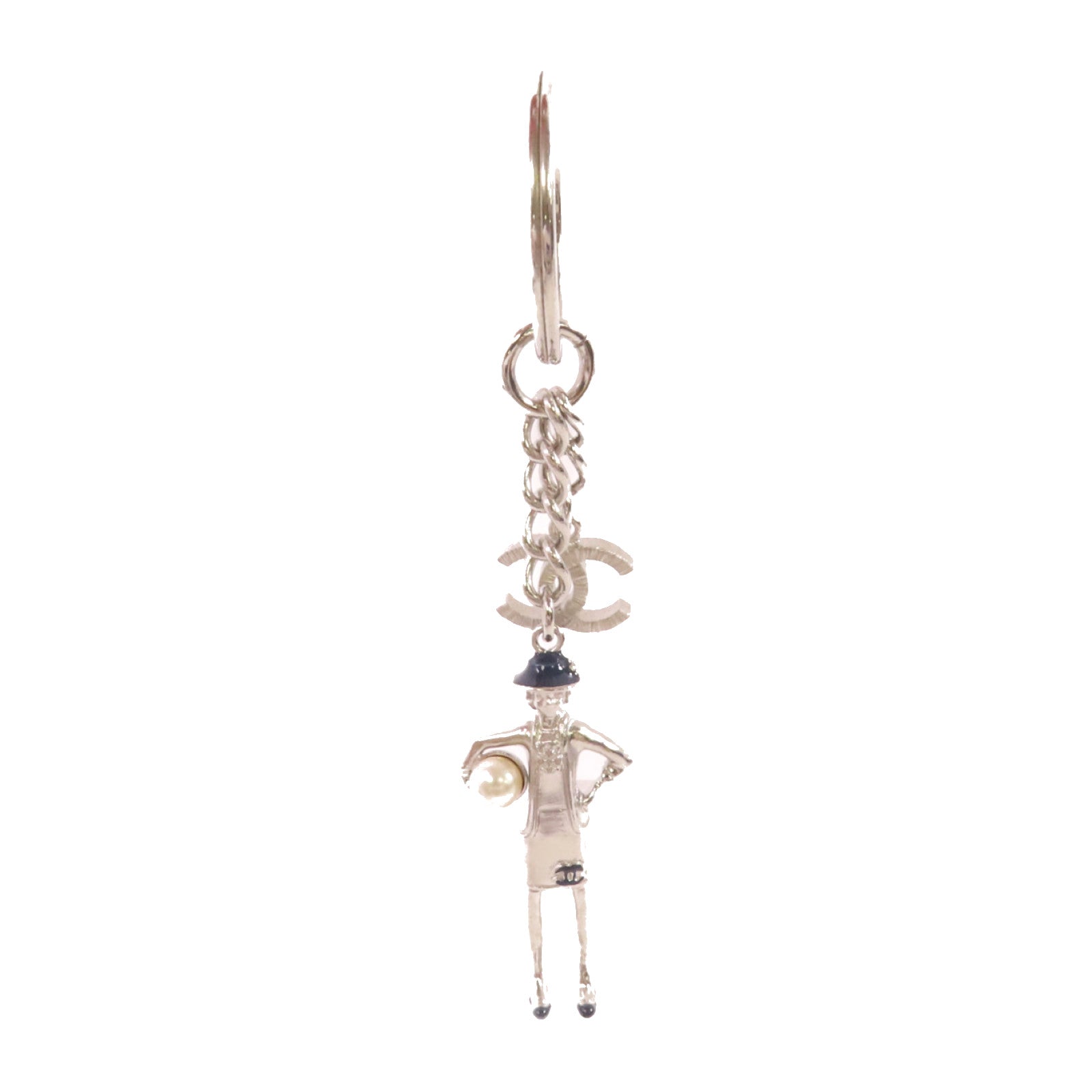 CHANEL 金屬/仿珍珠Key Ring銀扣鎖匙扣/掛飾