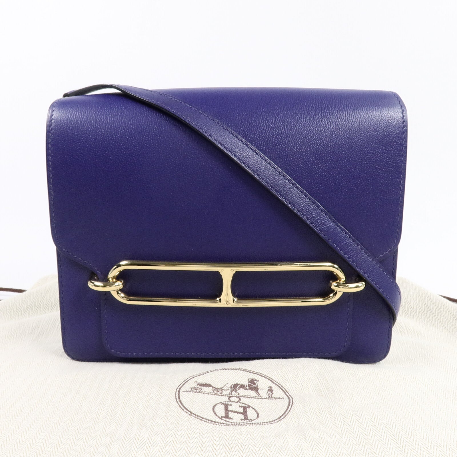 HERMES Evercolor皮革Roulis 23肩背袋Bleu Encre