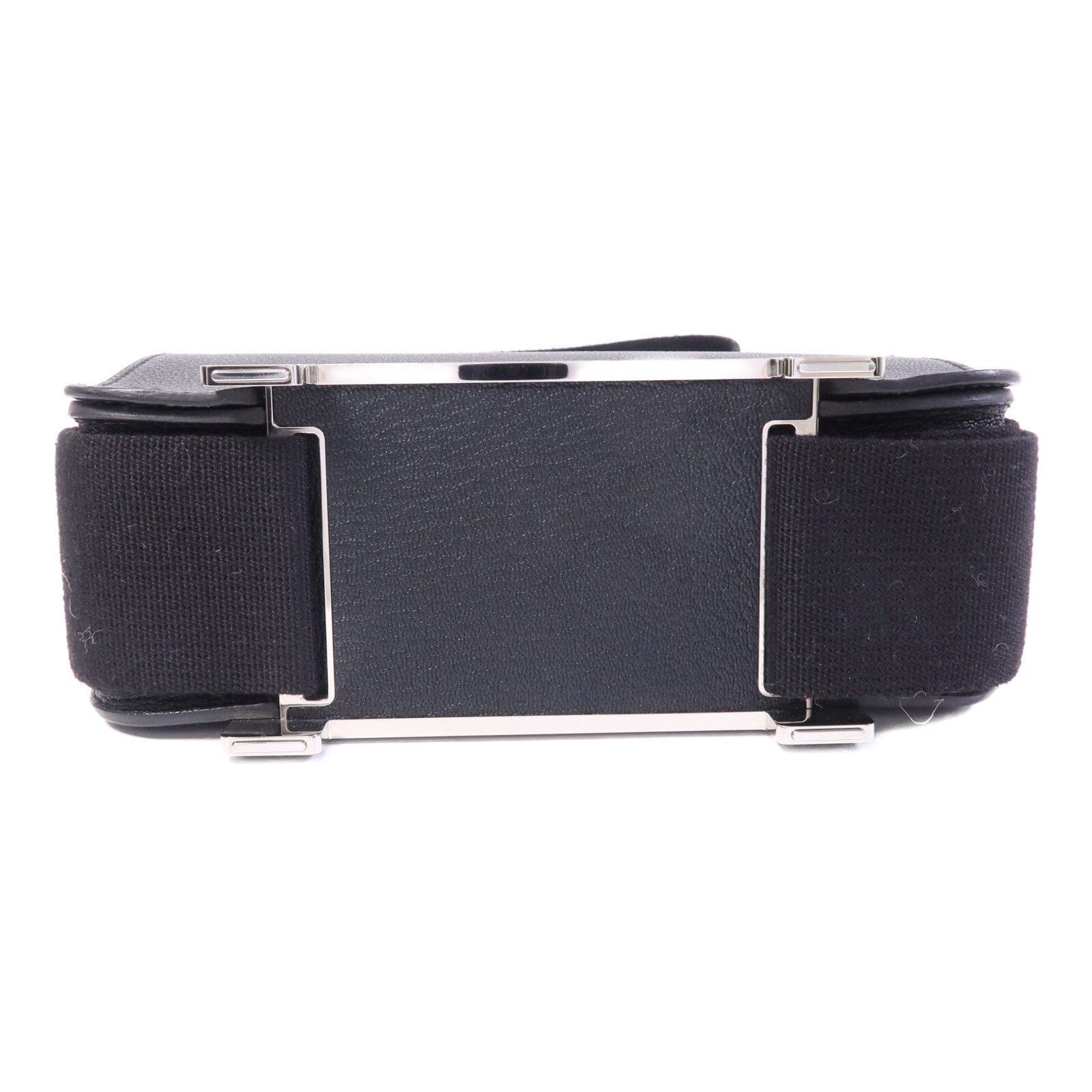 HERMES Chevre皮革Geta銀扣肩背袋Noir