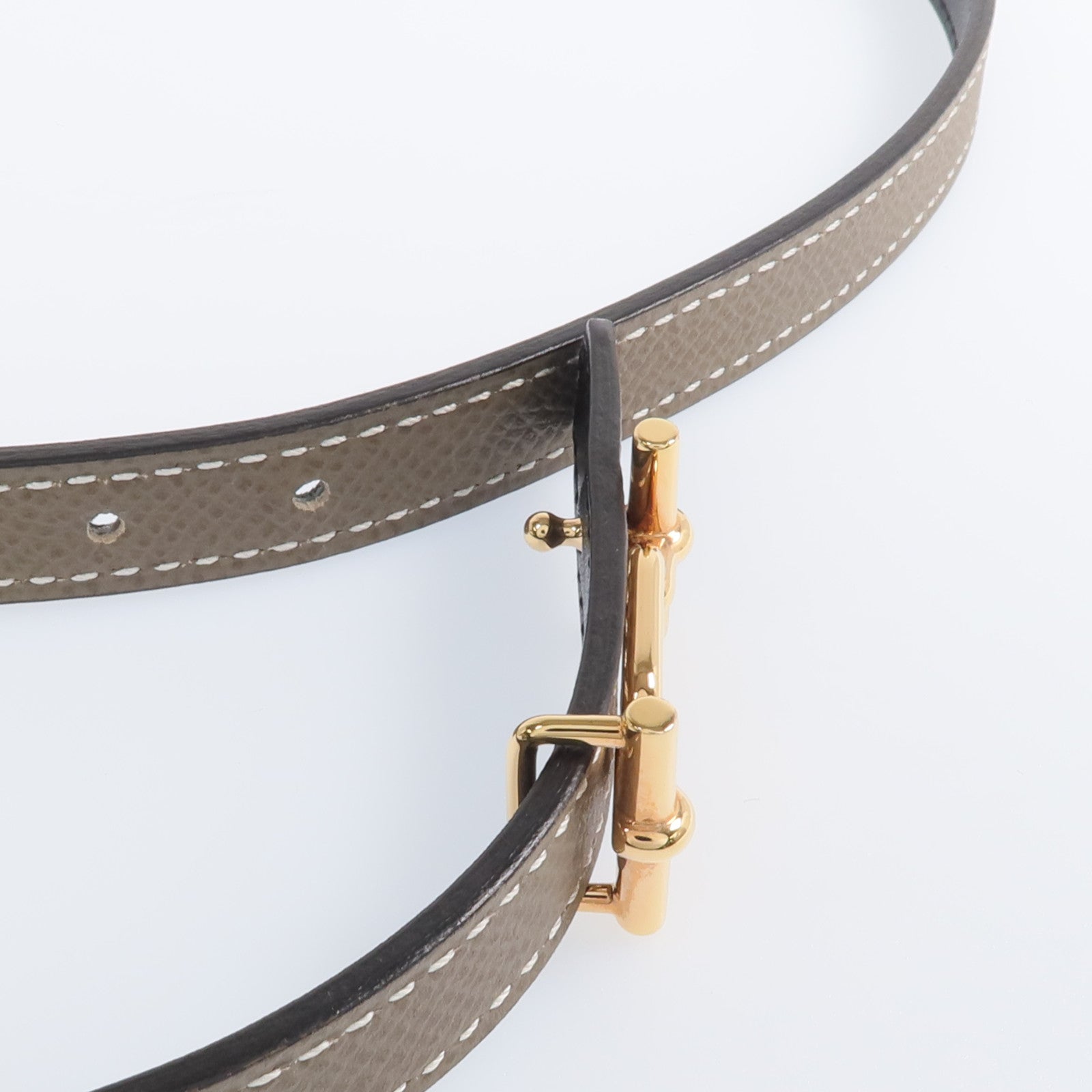 HERMES Epsom皮革Ancre Belt 13mm金扣皮帶Etoupe