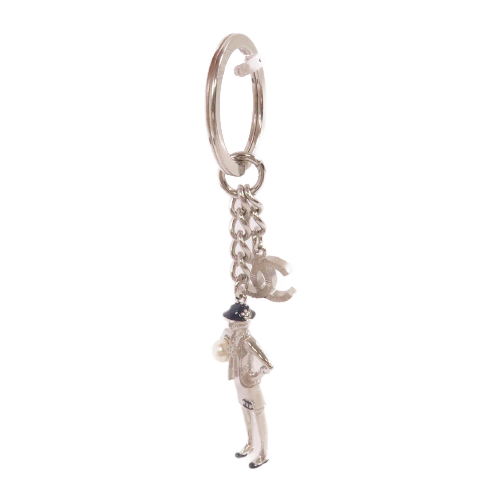 CHANEL 金屬/仿珍珠Key Ring銀扣鎖匙扣/掛飾