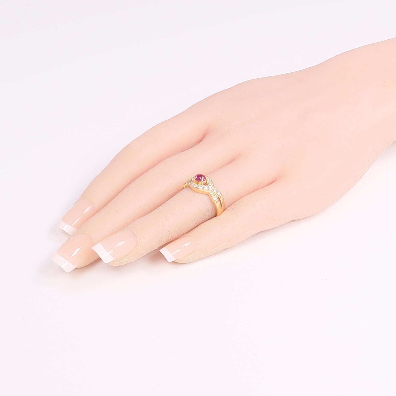 JEWELRY 18K黃金Ruby Diamond Ring紅寶石/鑽石戒指US#6.25