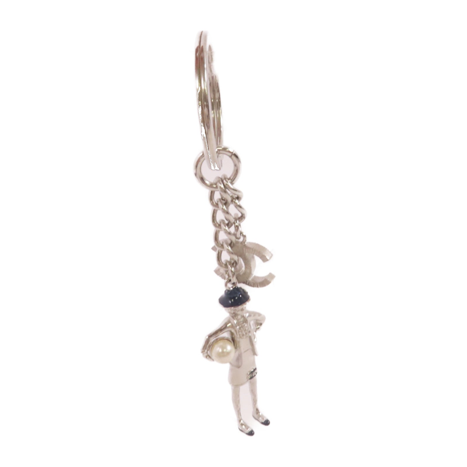 CHANEL 金屬/仿珍珠Key Ring銀扣鎖匙扣/掛飾