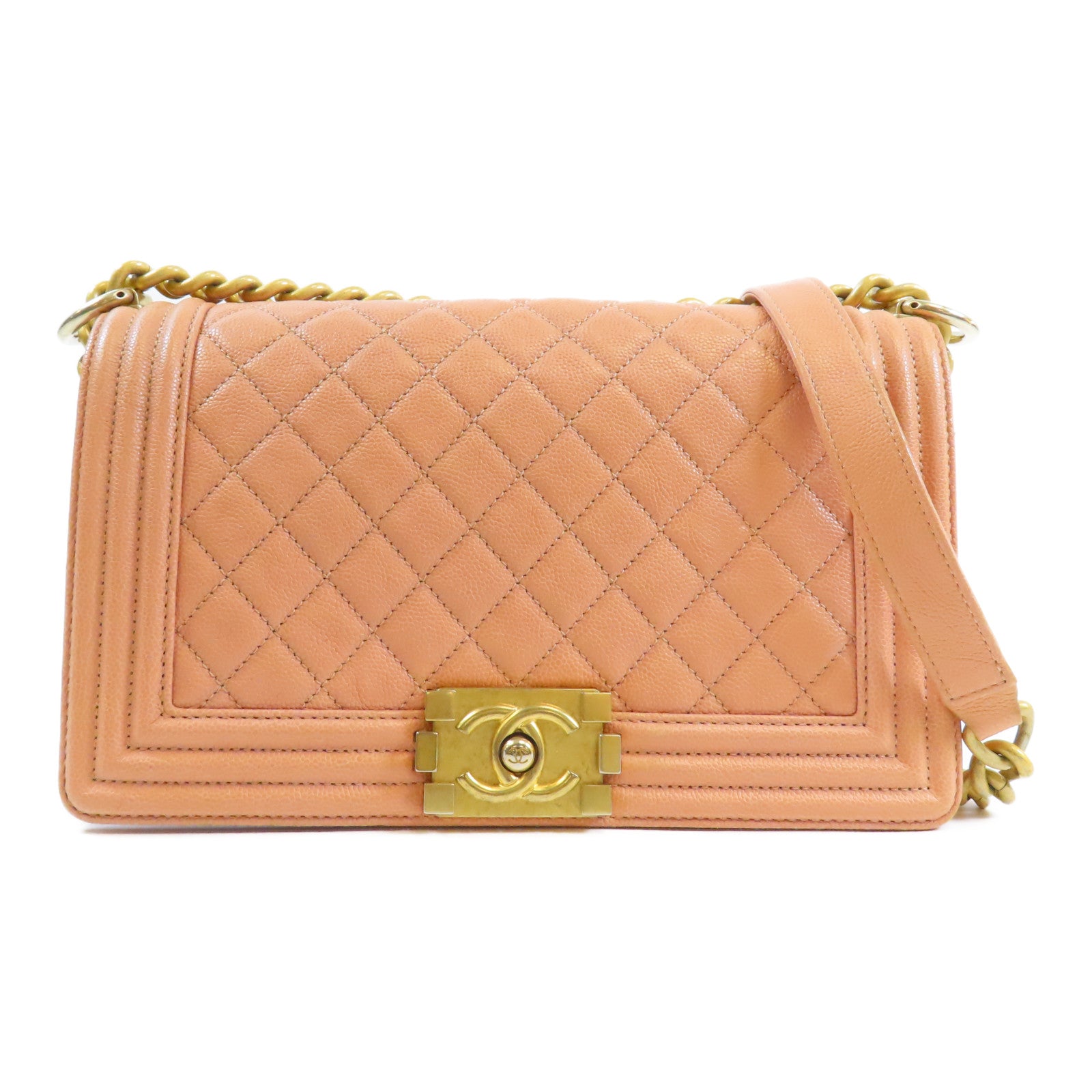 CHANEL 牛皮皮革Boy 25金扣肩背袋