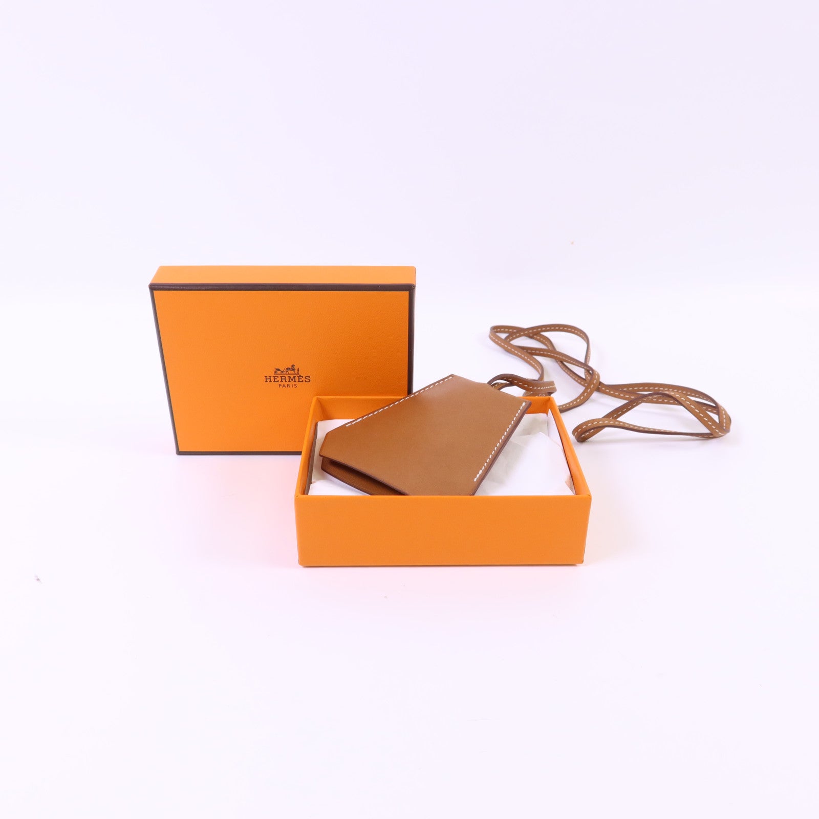 HERMES Barenia皮革Clochette項鍊Gold