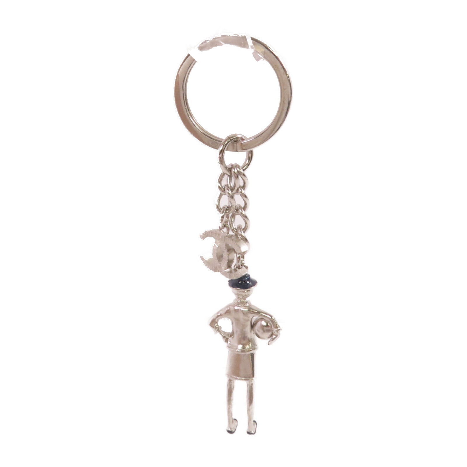 CHANEL 金屬/仿珍珠Key Ring銀扣鎖匙扣/掛飾