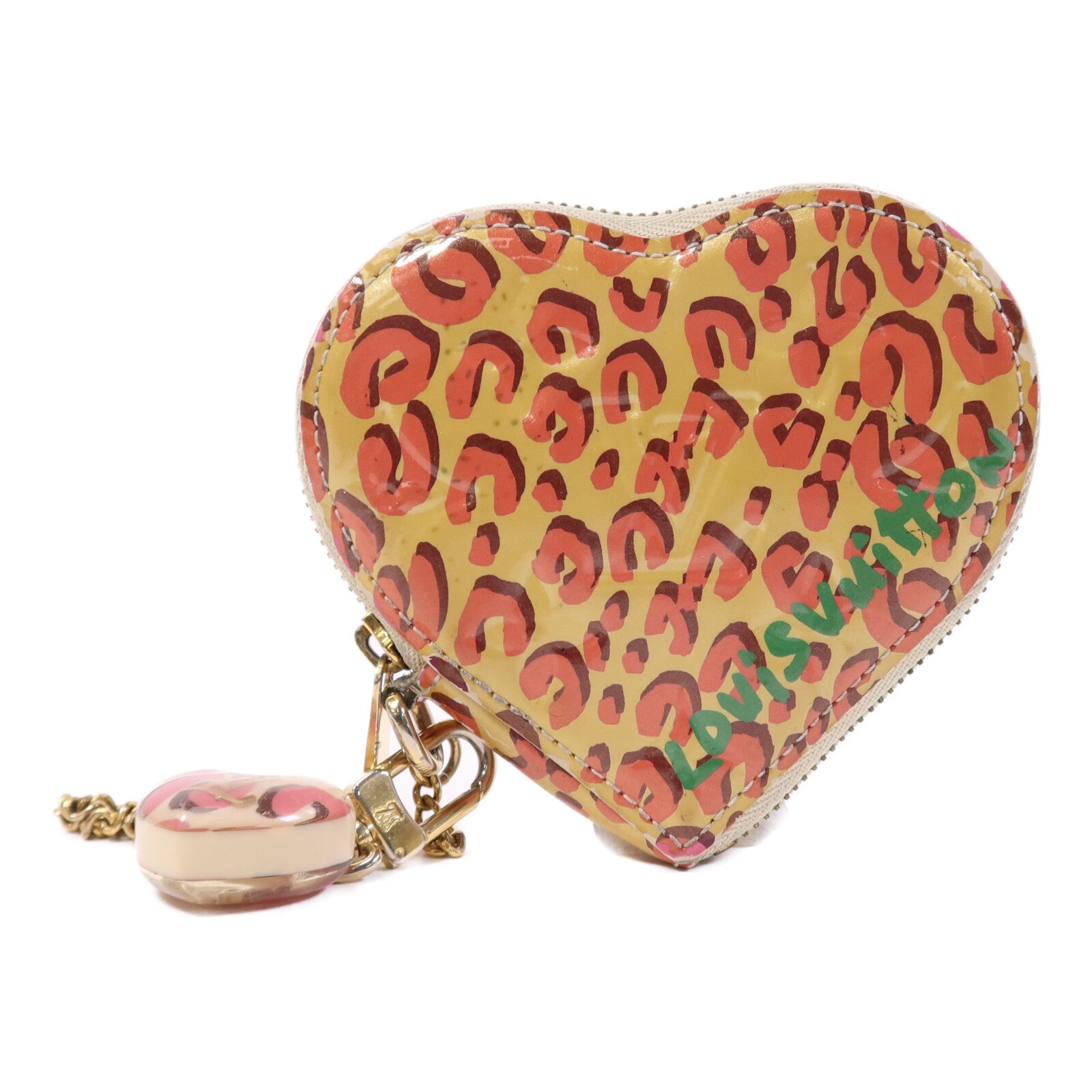 LOUIS VUITTON Vernis Leopard Porte Monnaie Coeur Broncorail金扣零錢包