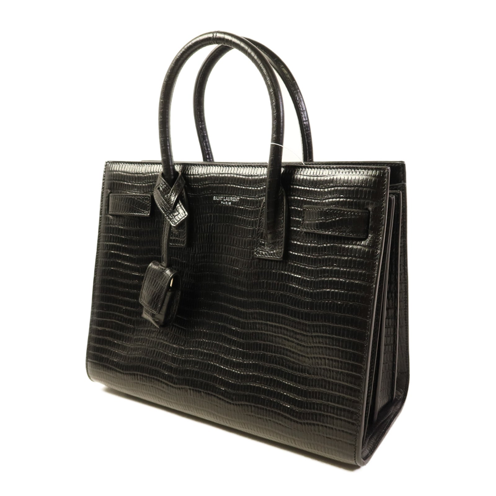 YVES SAINT LAURENT 牛皮皮革Sac De Jour銀扣手挽肩背兩用袋