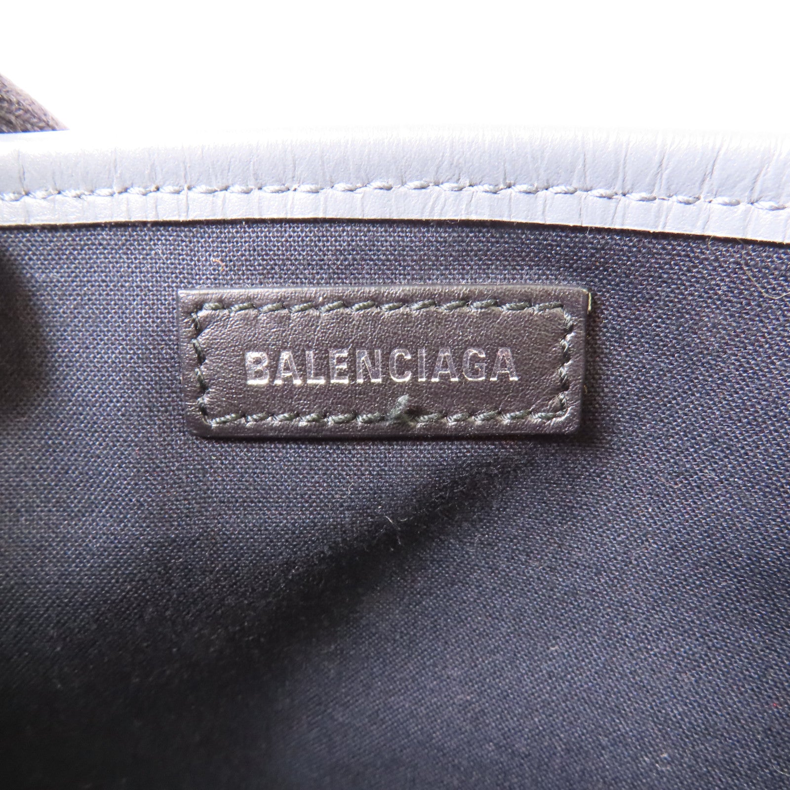 BALENCIAGA 帆布/皮革Cabas XS銀扣手挽肩背兩用袋