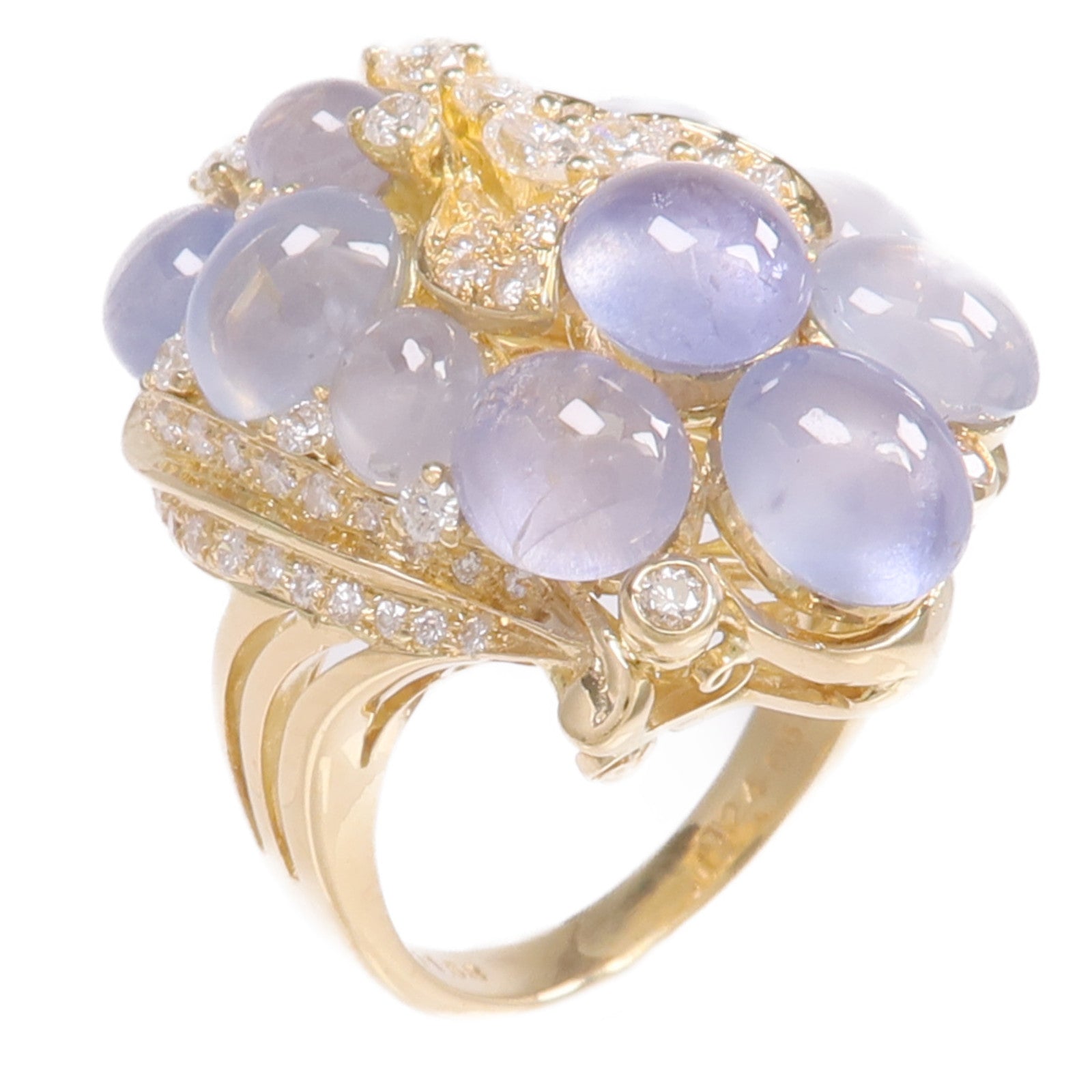 JEWELRY 【激減優惠】18K黃金Star Sapphire Diamond Ring星光藍寶石/鑽石戒指US#5.5
