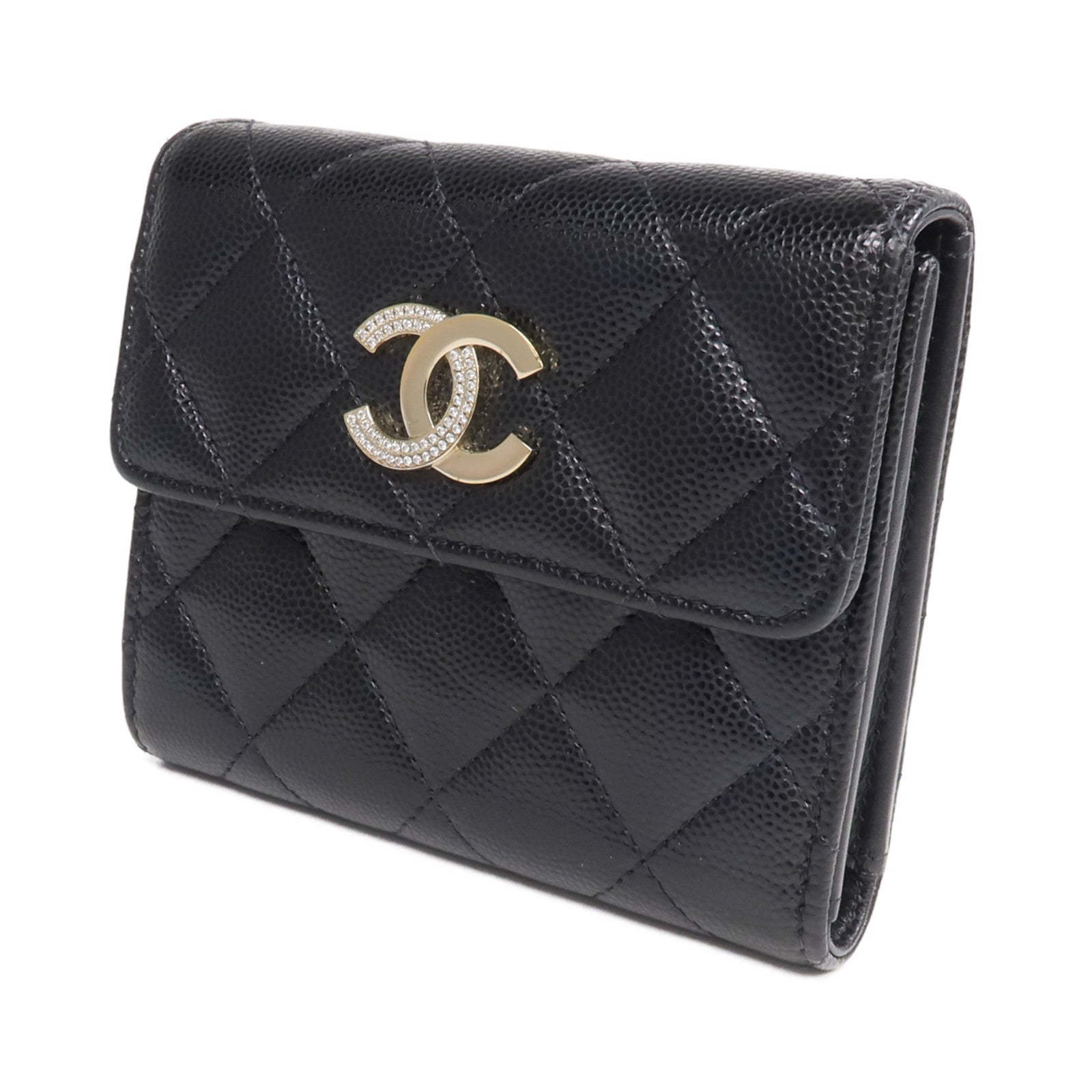 CHANEL 牛皮皮革Wallet金扣錢包