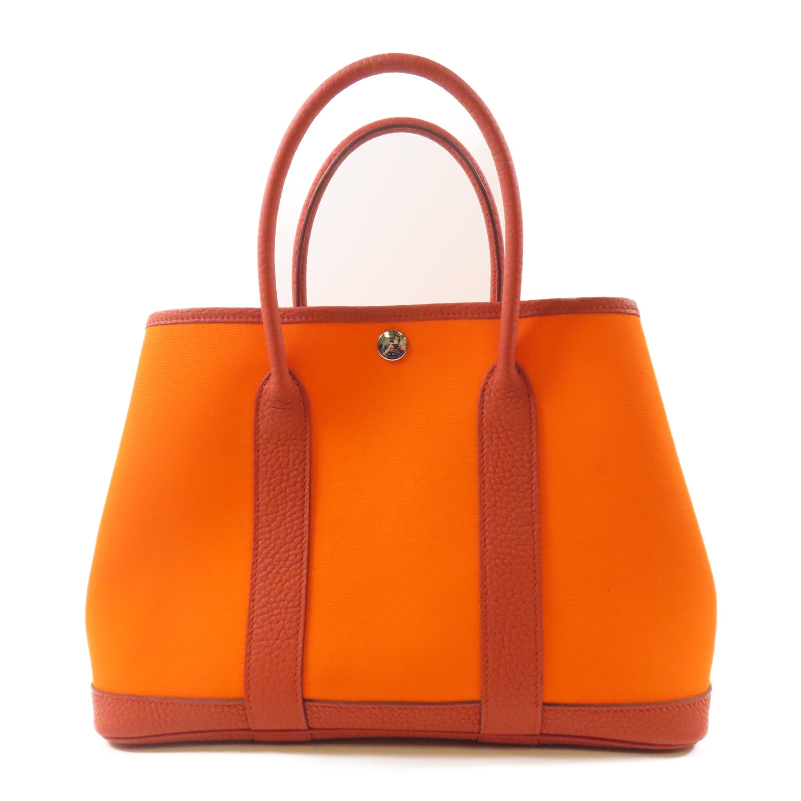 HERMES PHW Garden Party TPM Handbag Canvas Orange