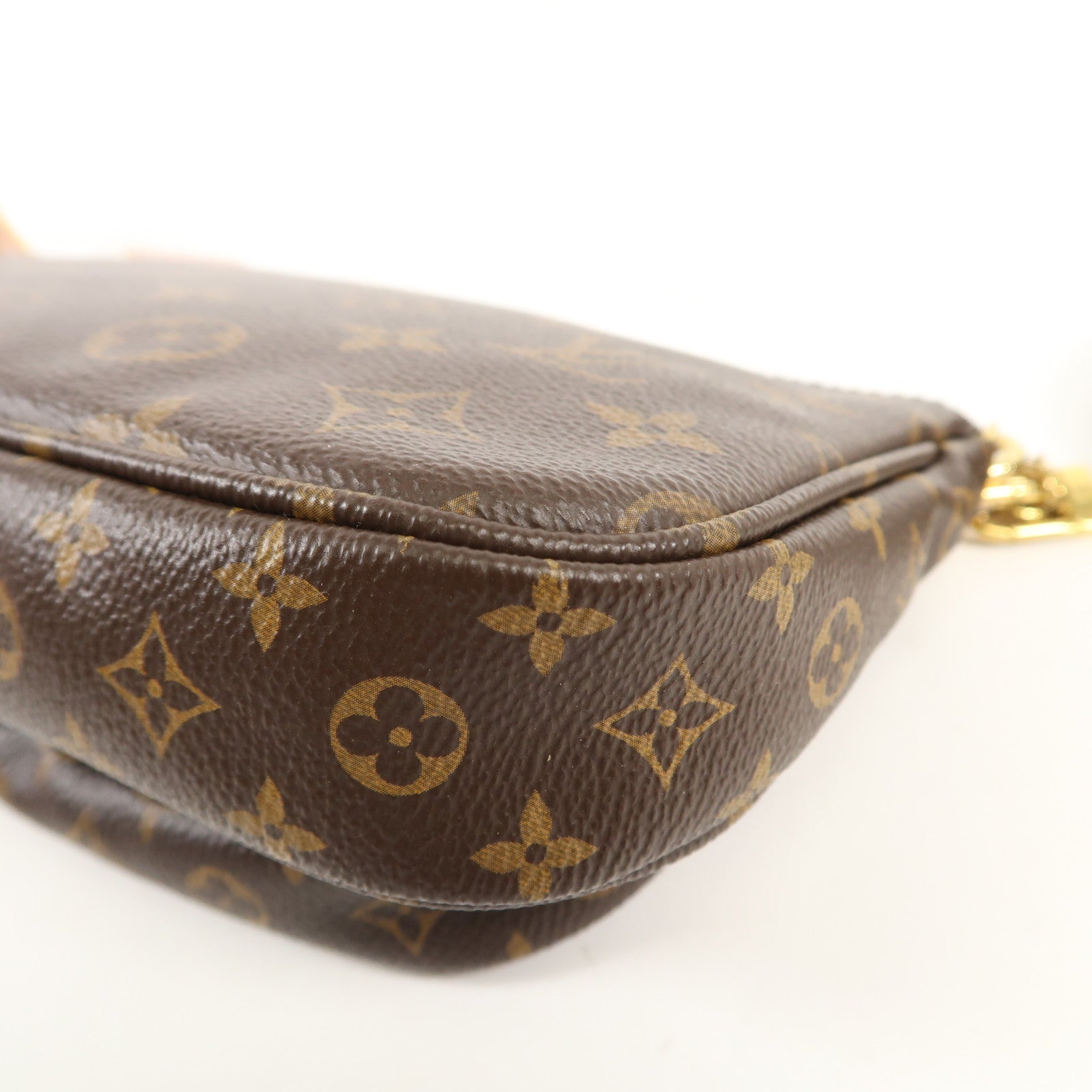 LOUIS VUITTON Monogram Multi Pochette Accessoires金扣手挽肩背兩用袋棕色